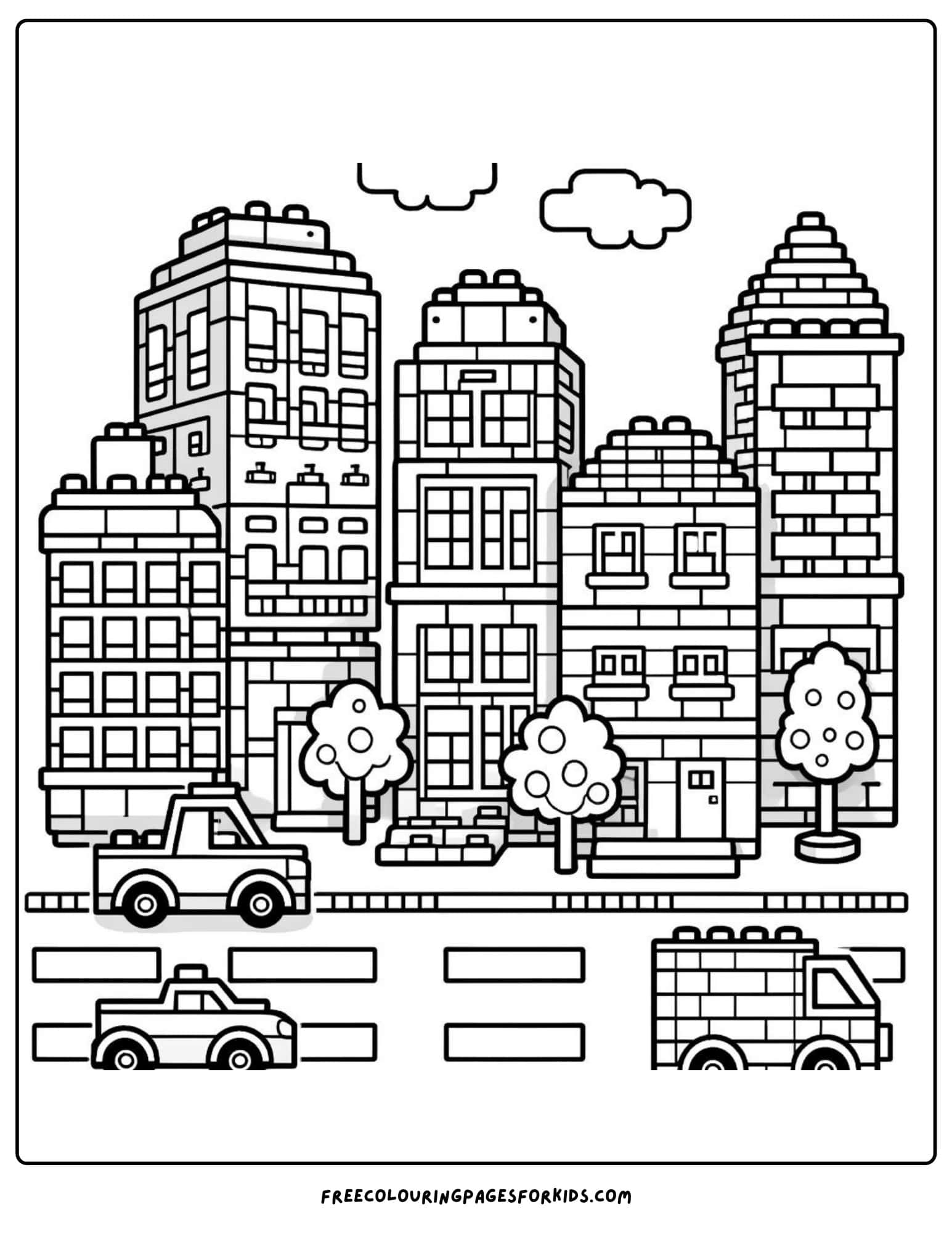 lego block city coloring page