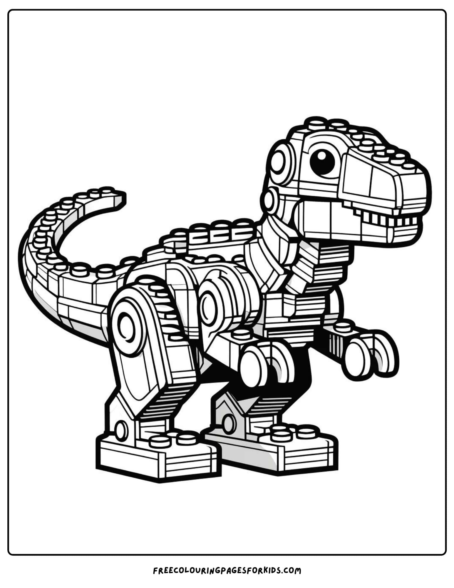 lego block dinosaur coloring page