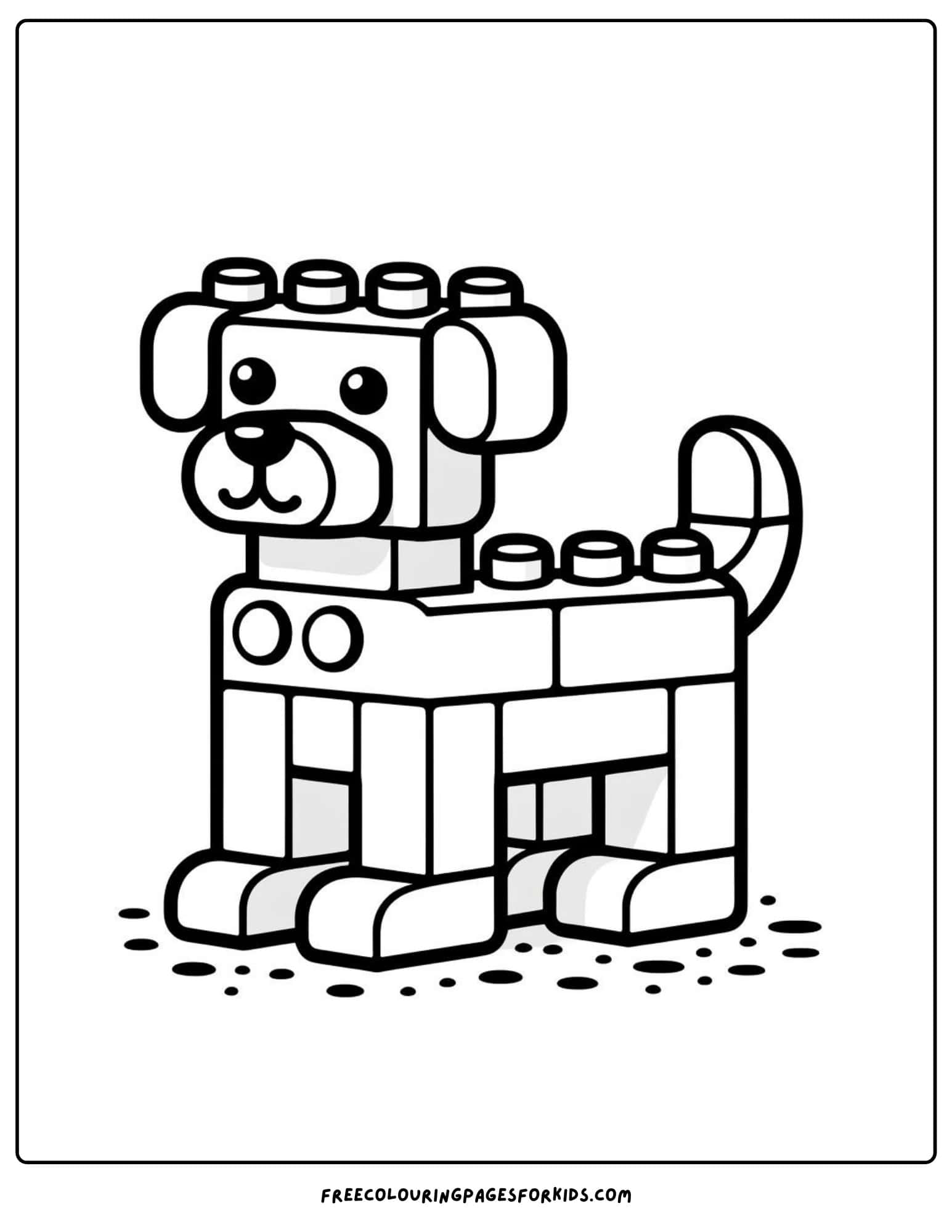 lego block dog coloring page