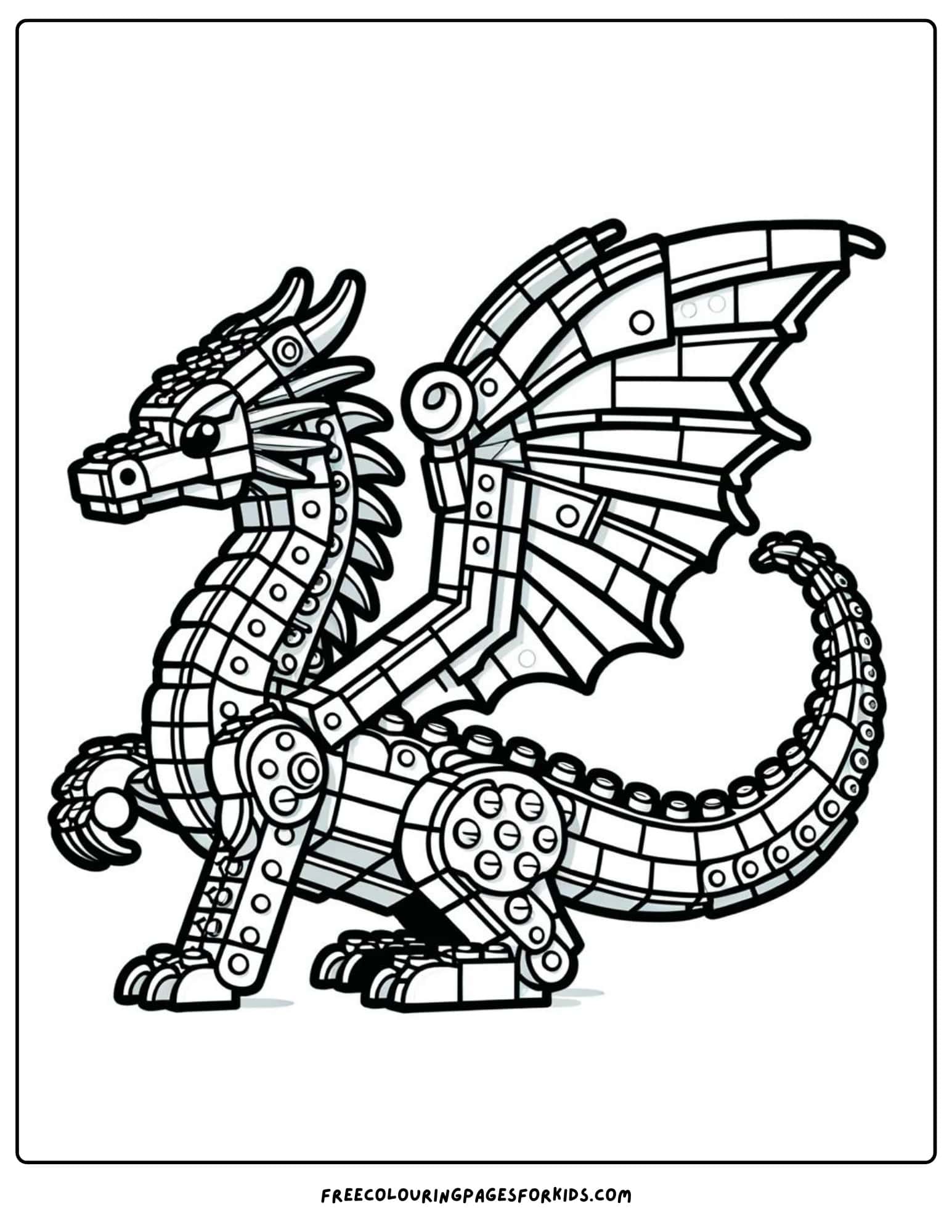 lego block dragon coloring page