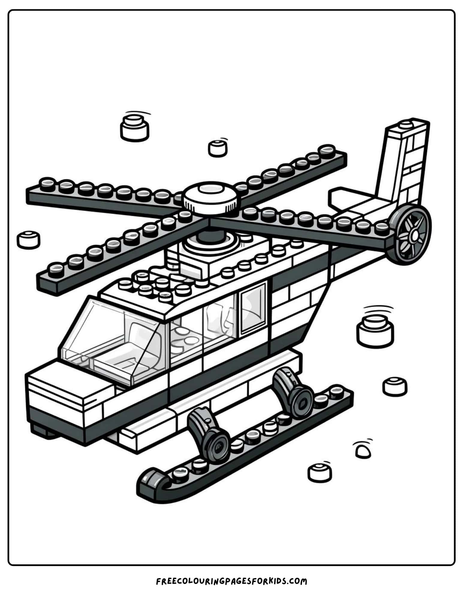 lego block helicopter coloring page