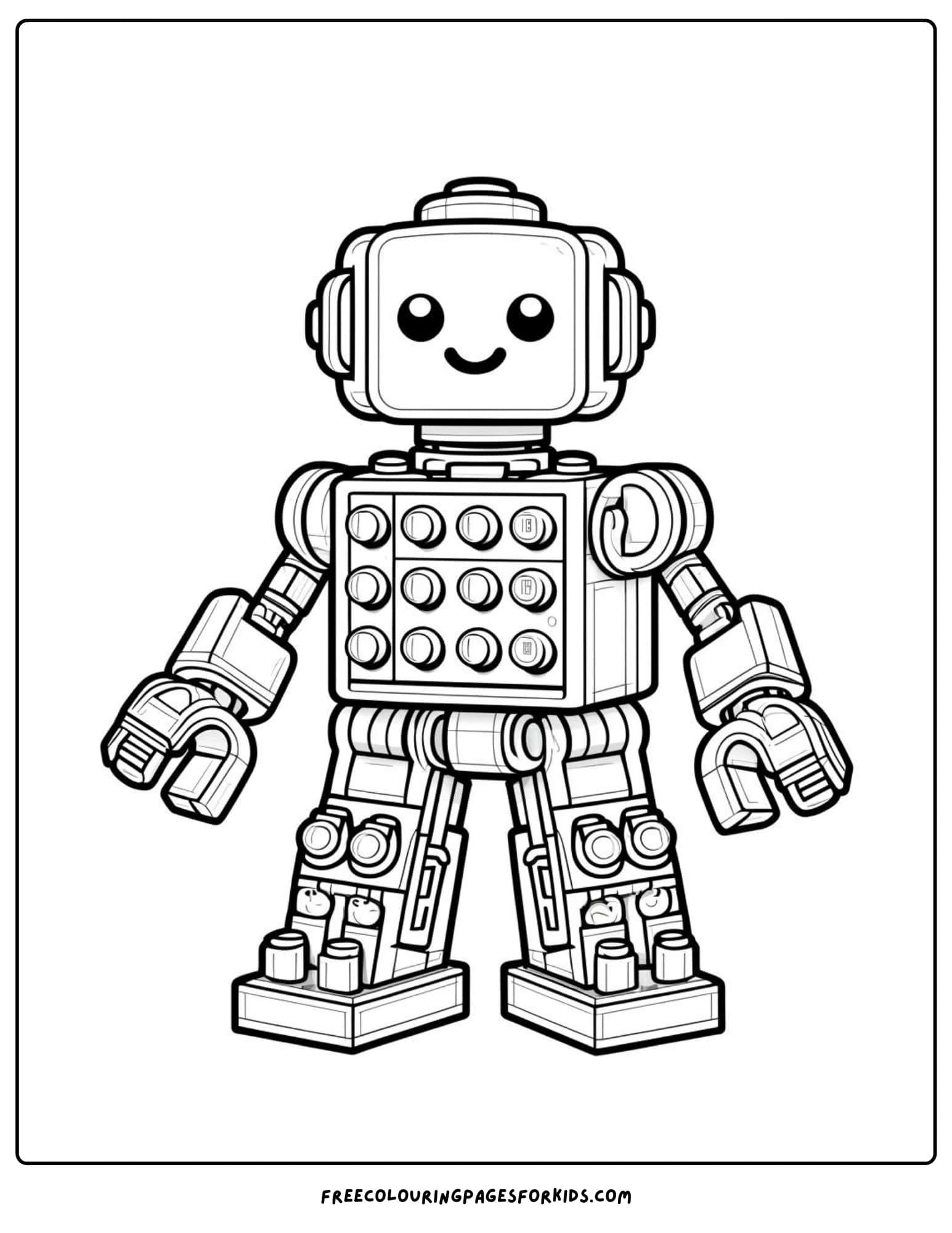 lego block robot coloring page