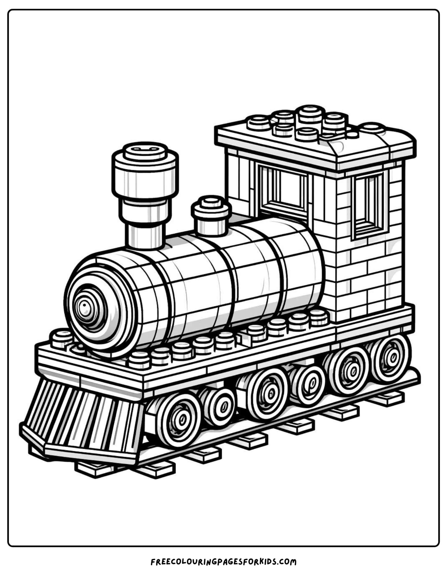 lego block train coloring page