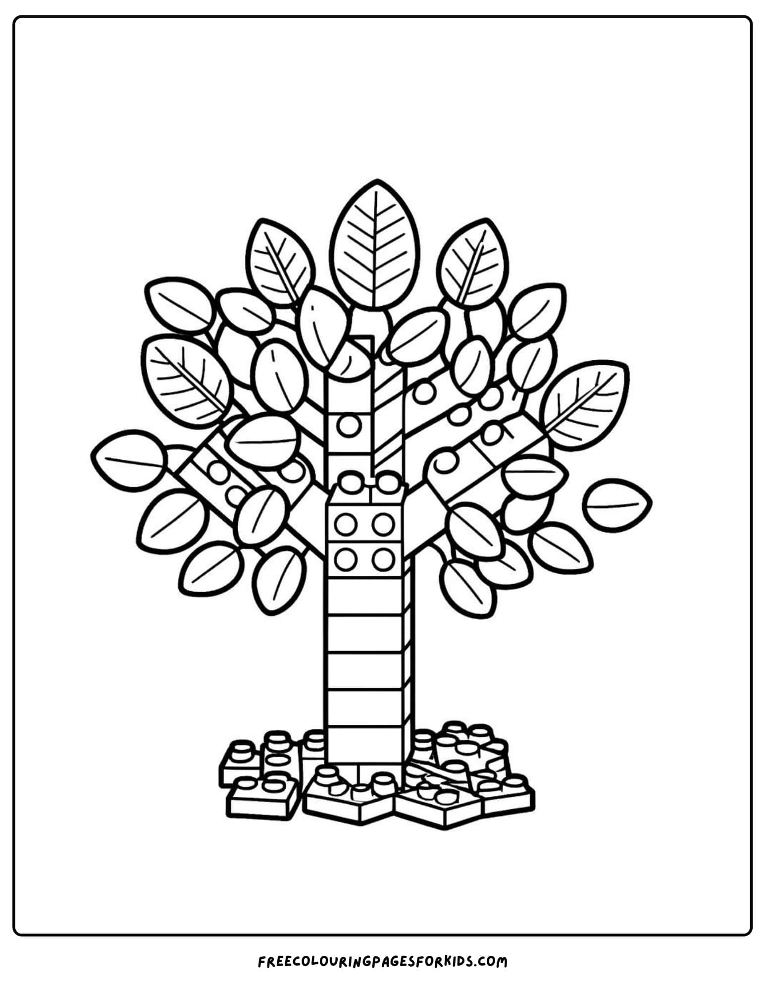 lego block tree coloring page