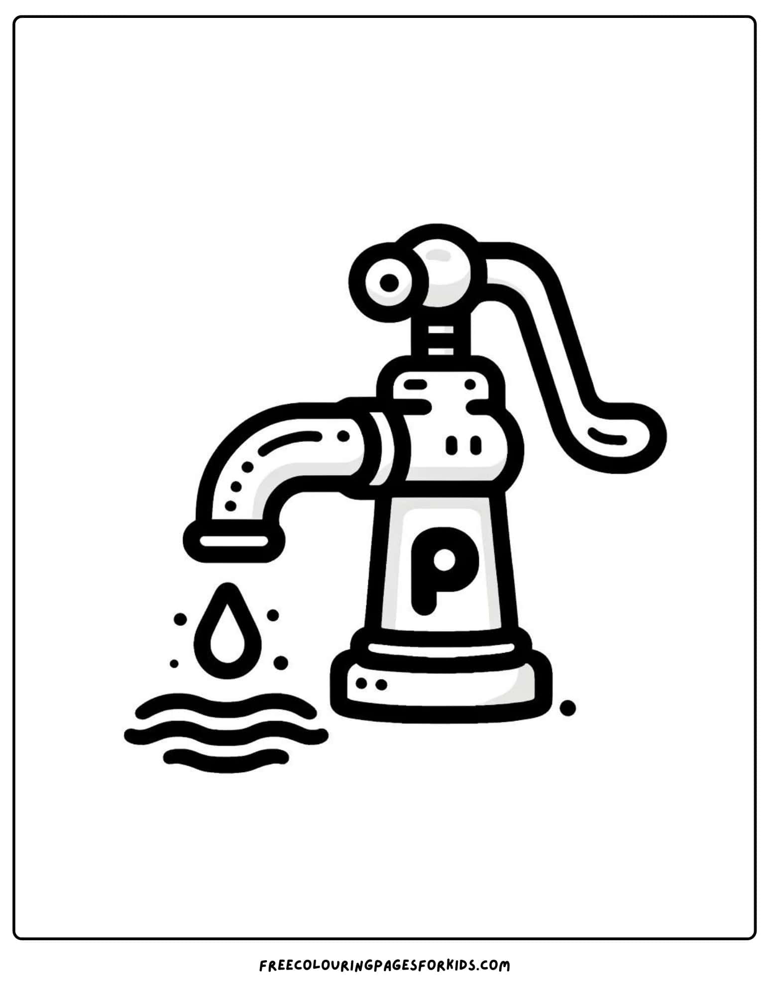 letter P for pump coloring page