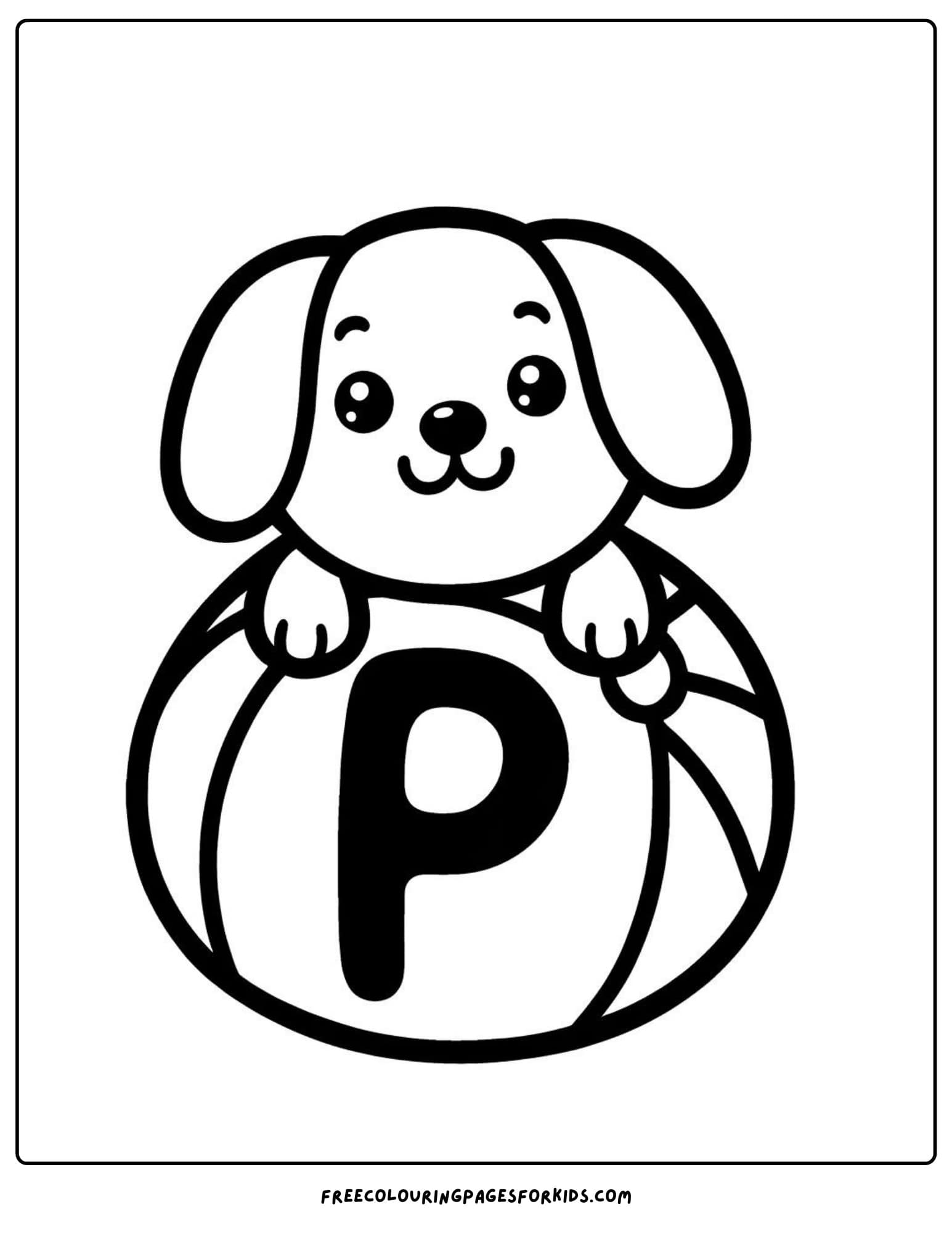 letter P for puppy coloring page