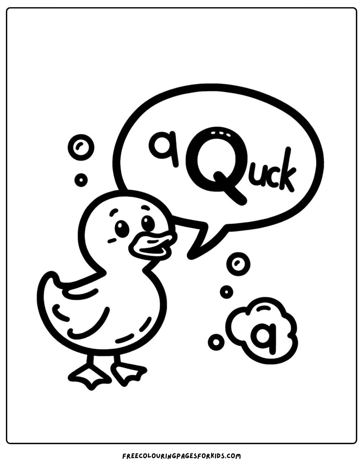 letter q for quack coloring page