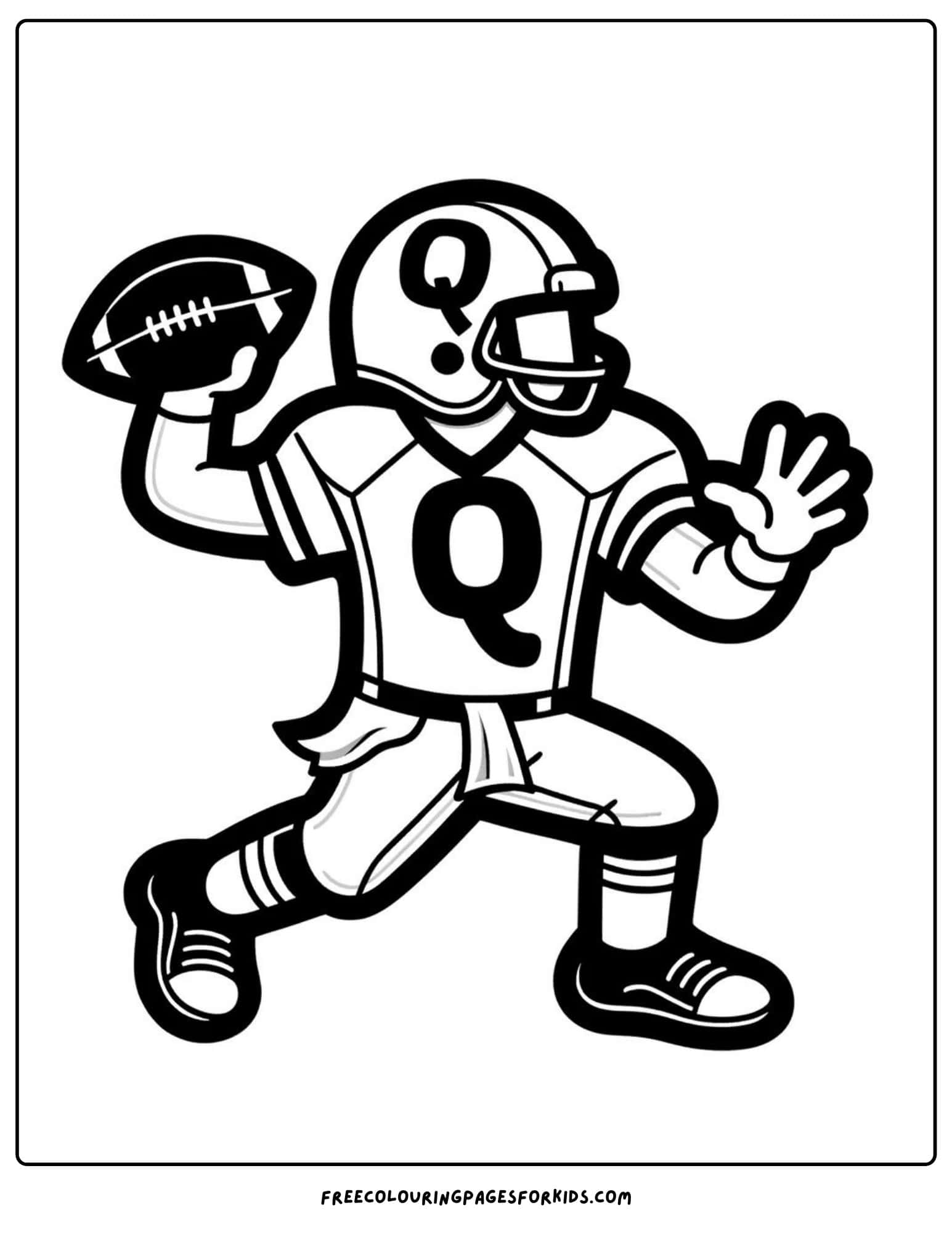 letter q for quarterback coloring page