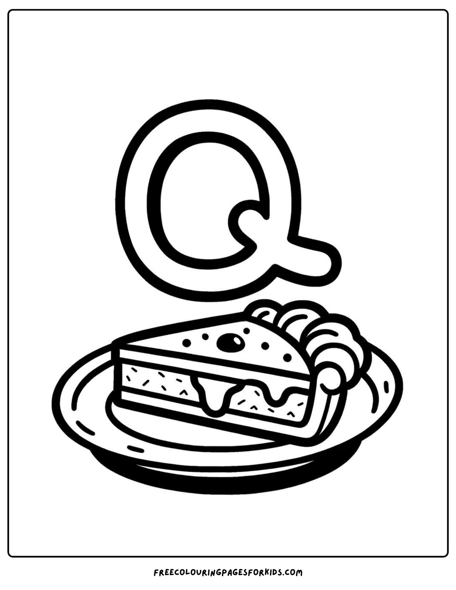 letter q for quiche coloring page