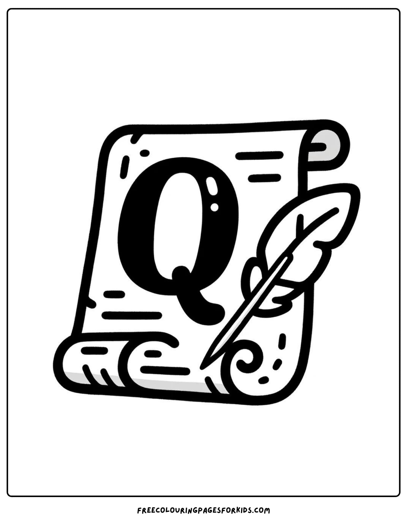 letter q for quill coloring page