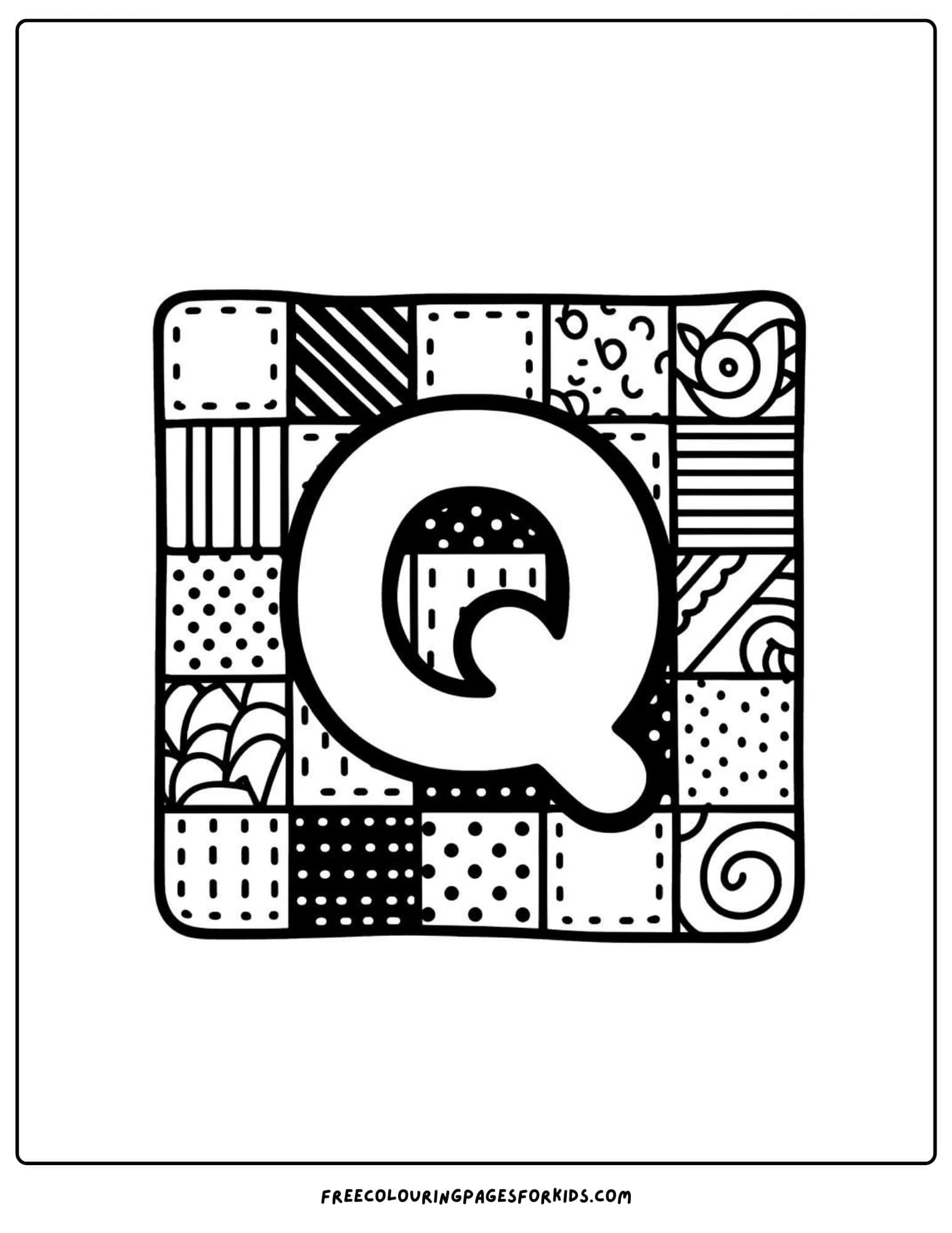 letter q for quilt coloring page