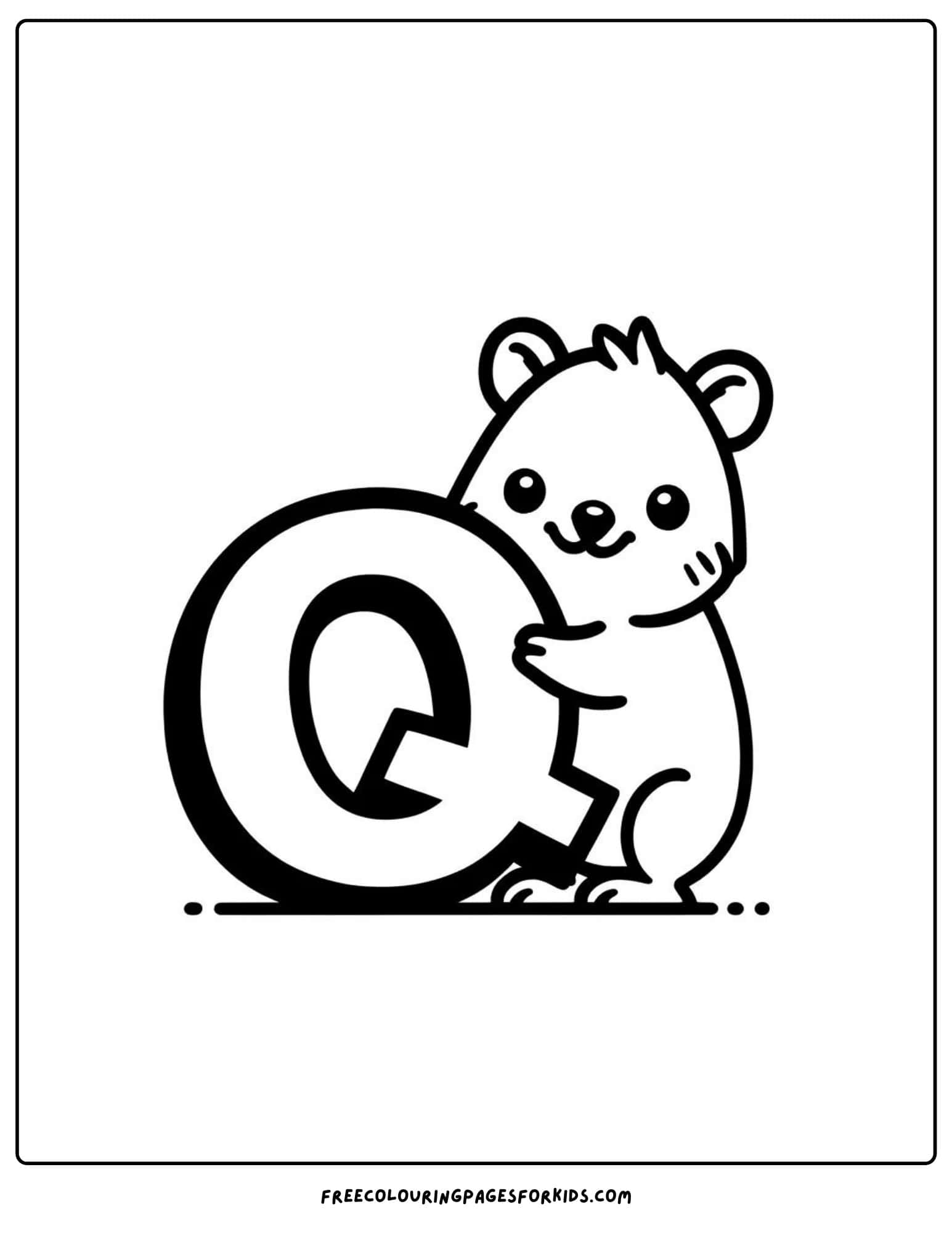 letter q for quokka coloring page