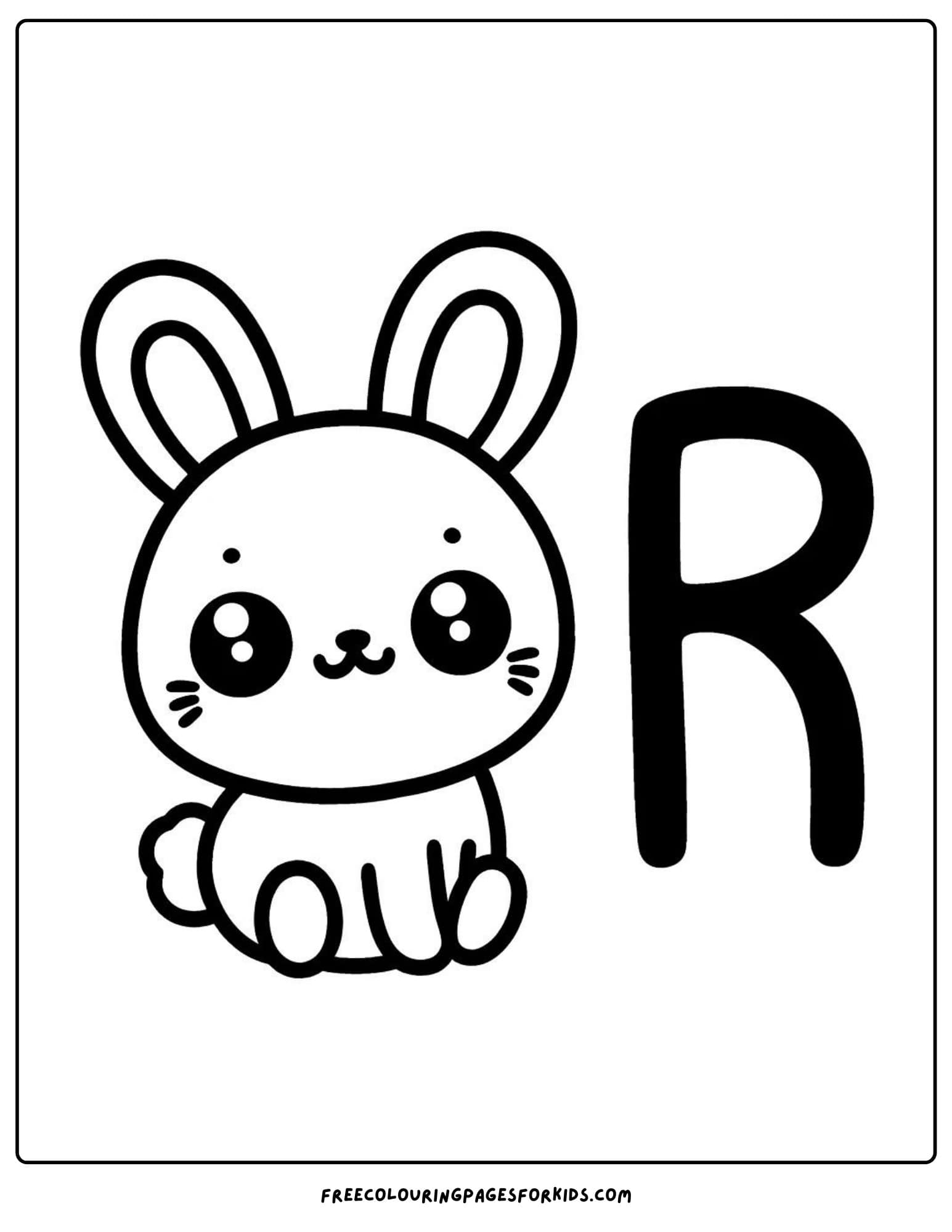 letter R for rabbit coloring page