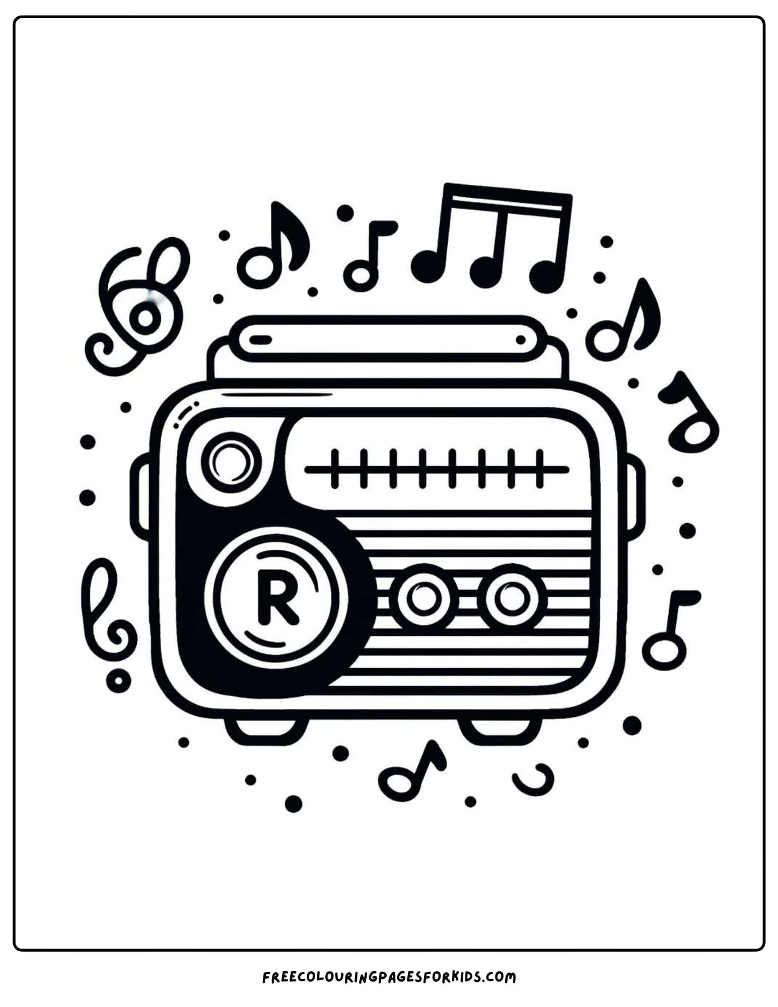 letter R for radio coloring page