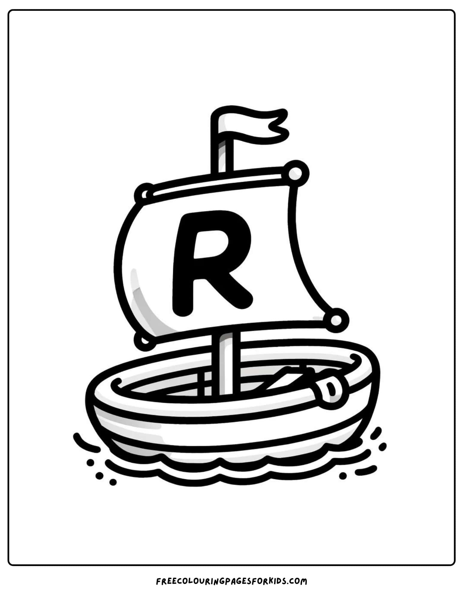 letter R for raft coloring page