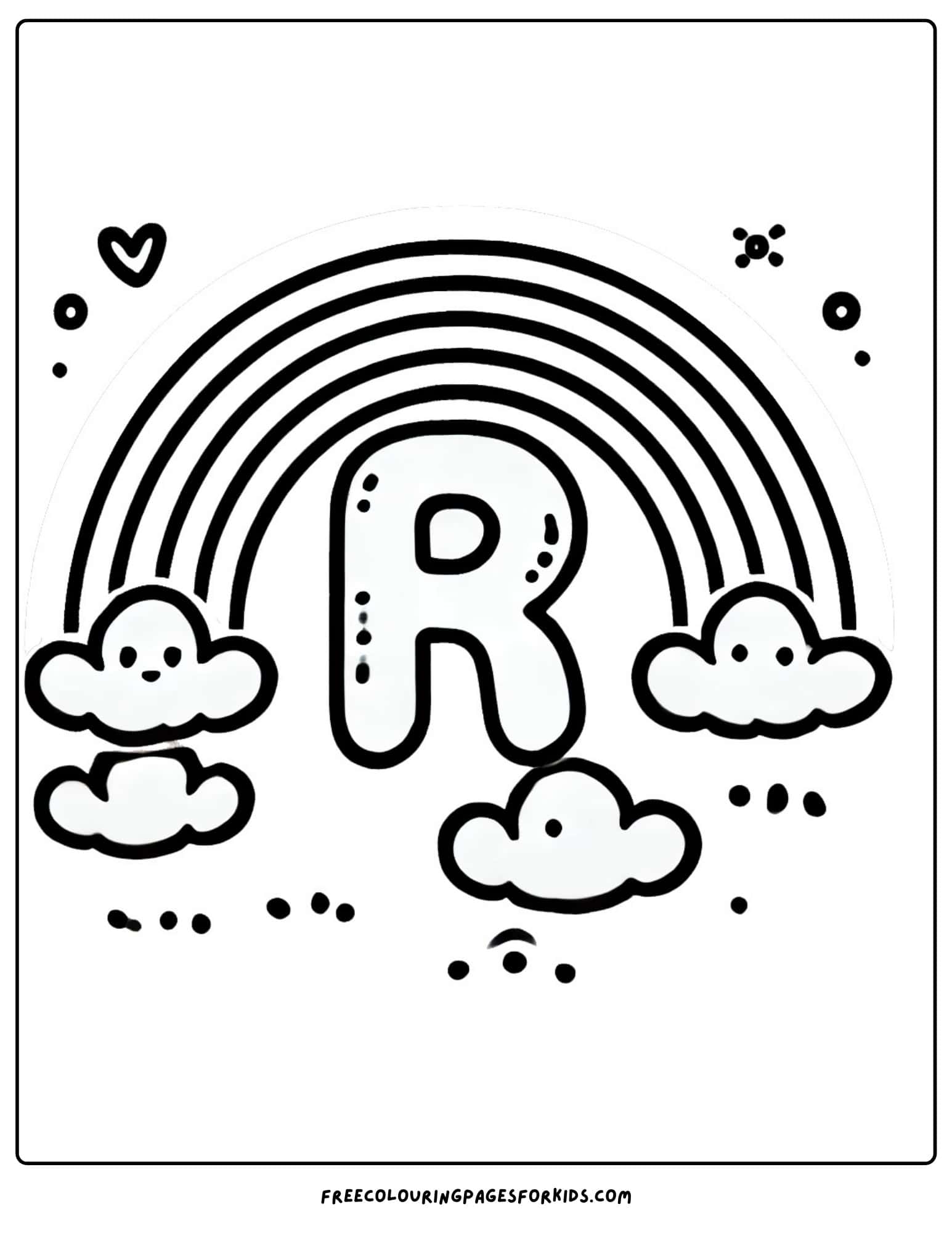 letter R for rainbow coloring page