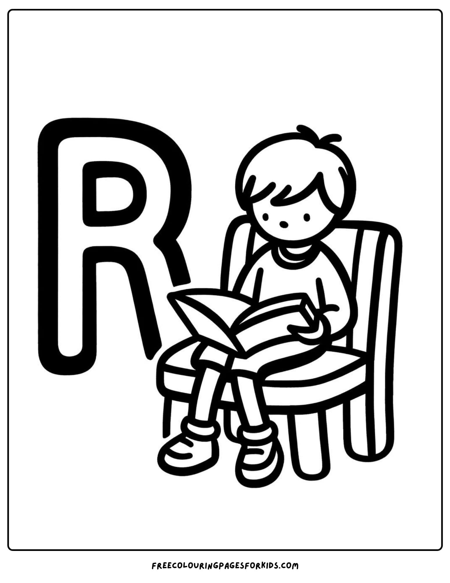 letter R for reading coloring page