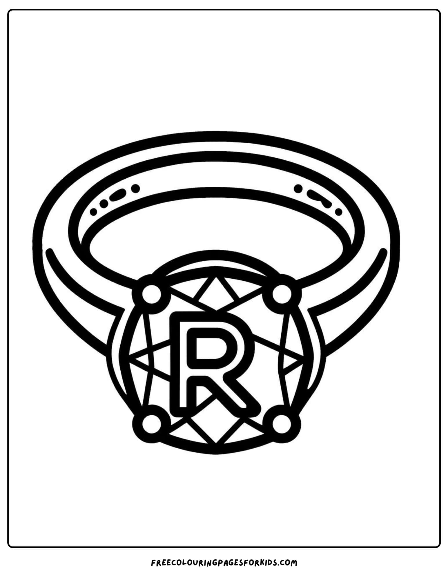 letter R for ring coloring page