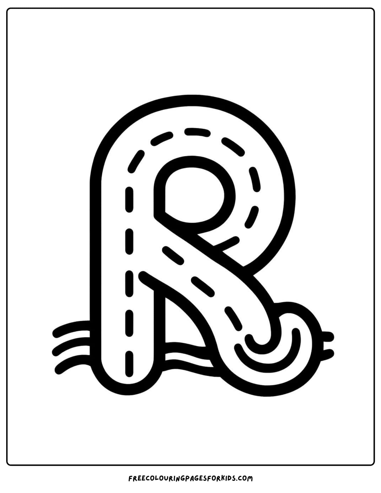 letter R for road coloring page