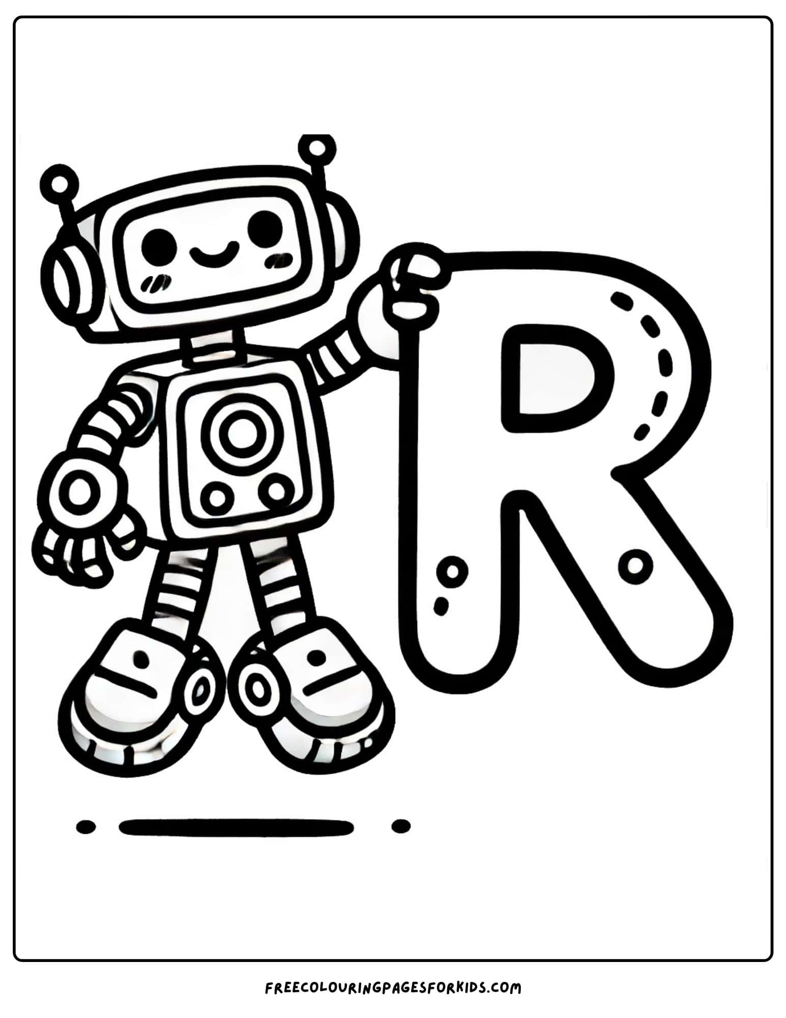 letter R for robot coloring page