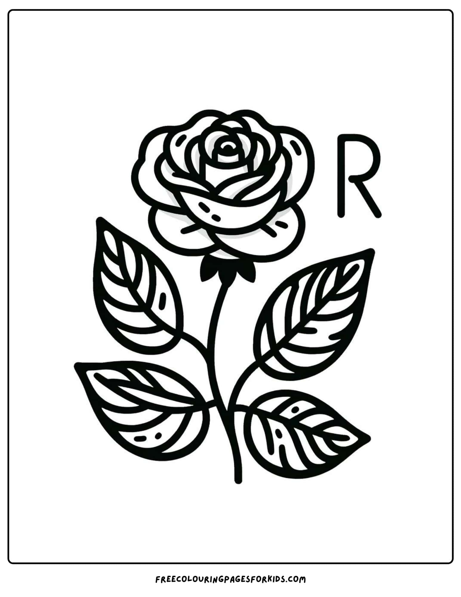 letter R for rose coloring page