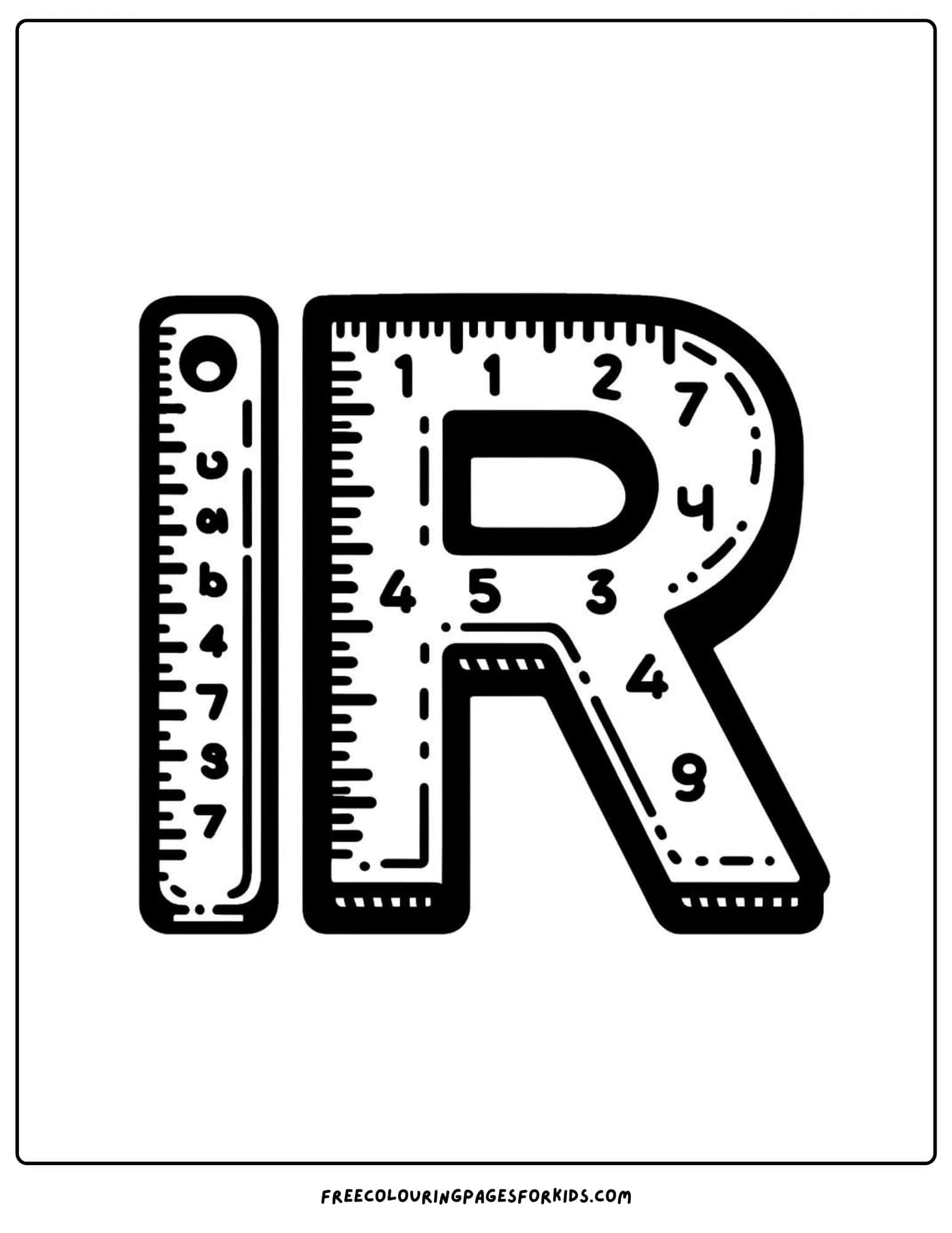 letter R for ruler coloring page