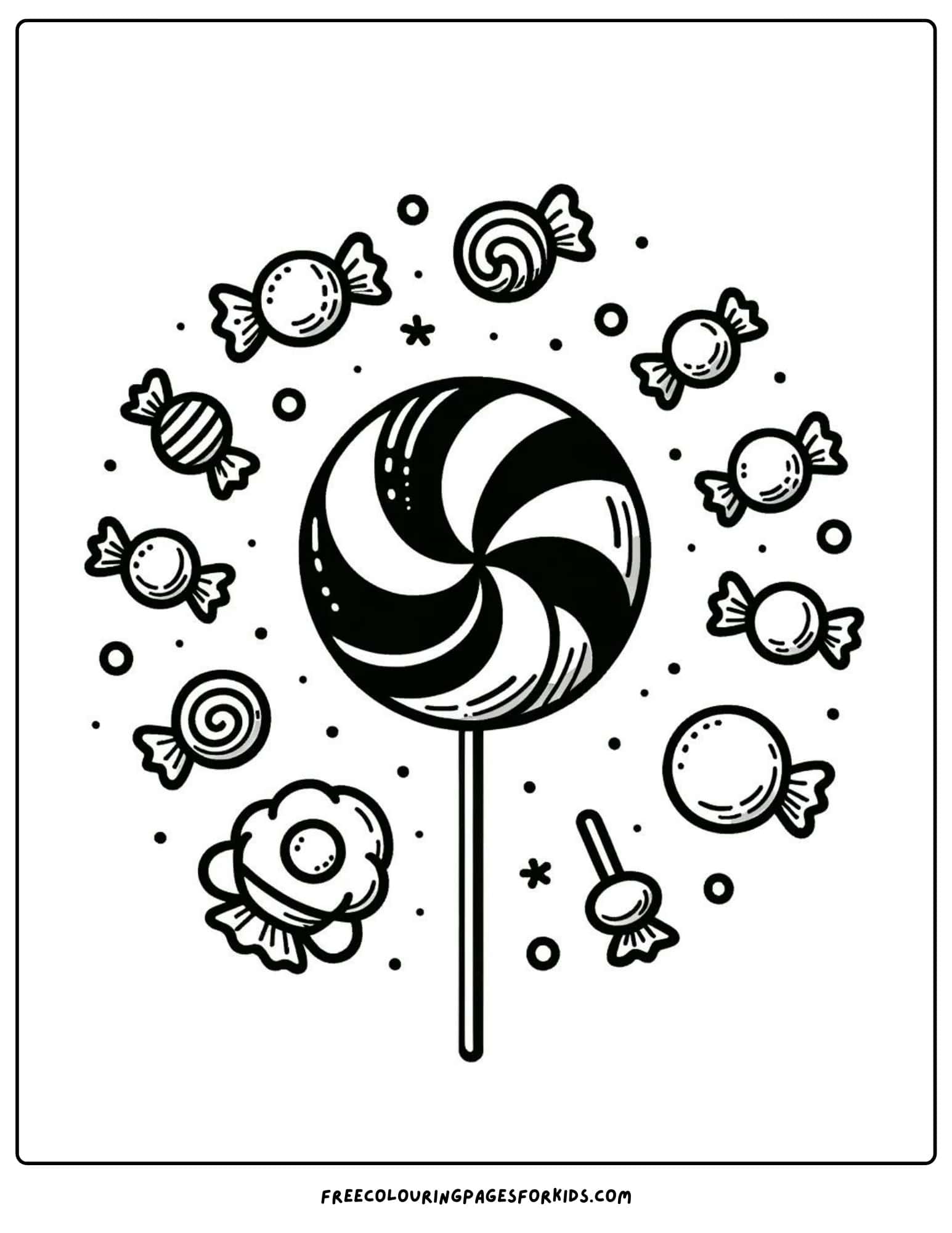 lollipop sucker and candy coloring page