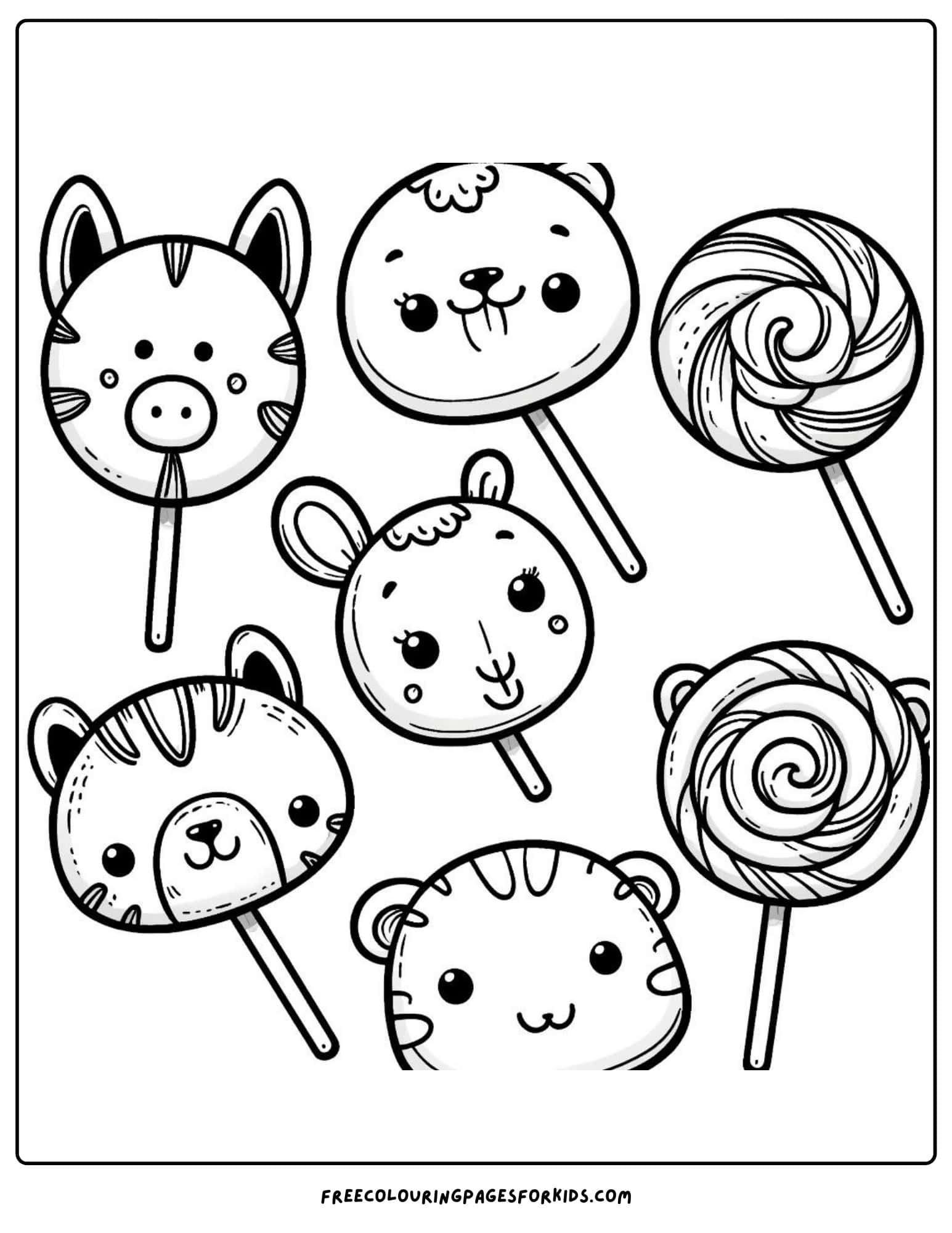 lollipop sucker animals coloring page