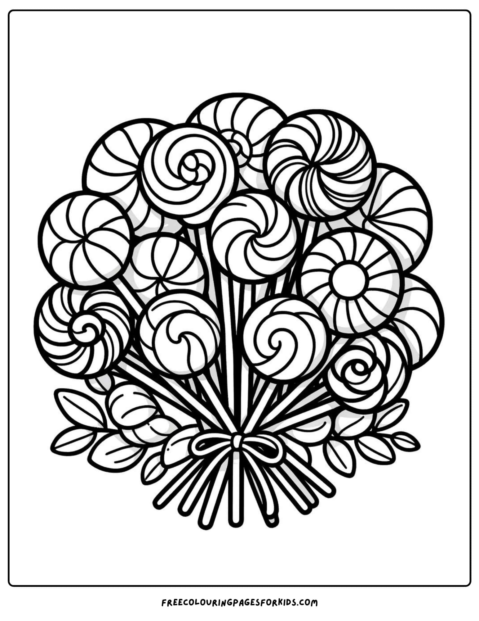 lollipop sucker bouquet coloring page