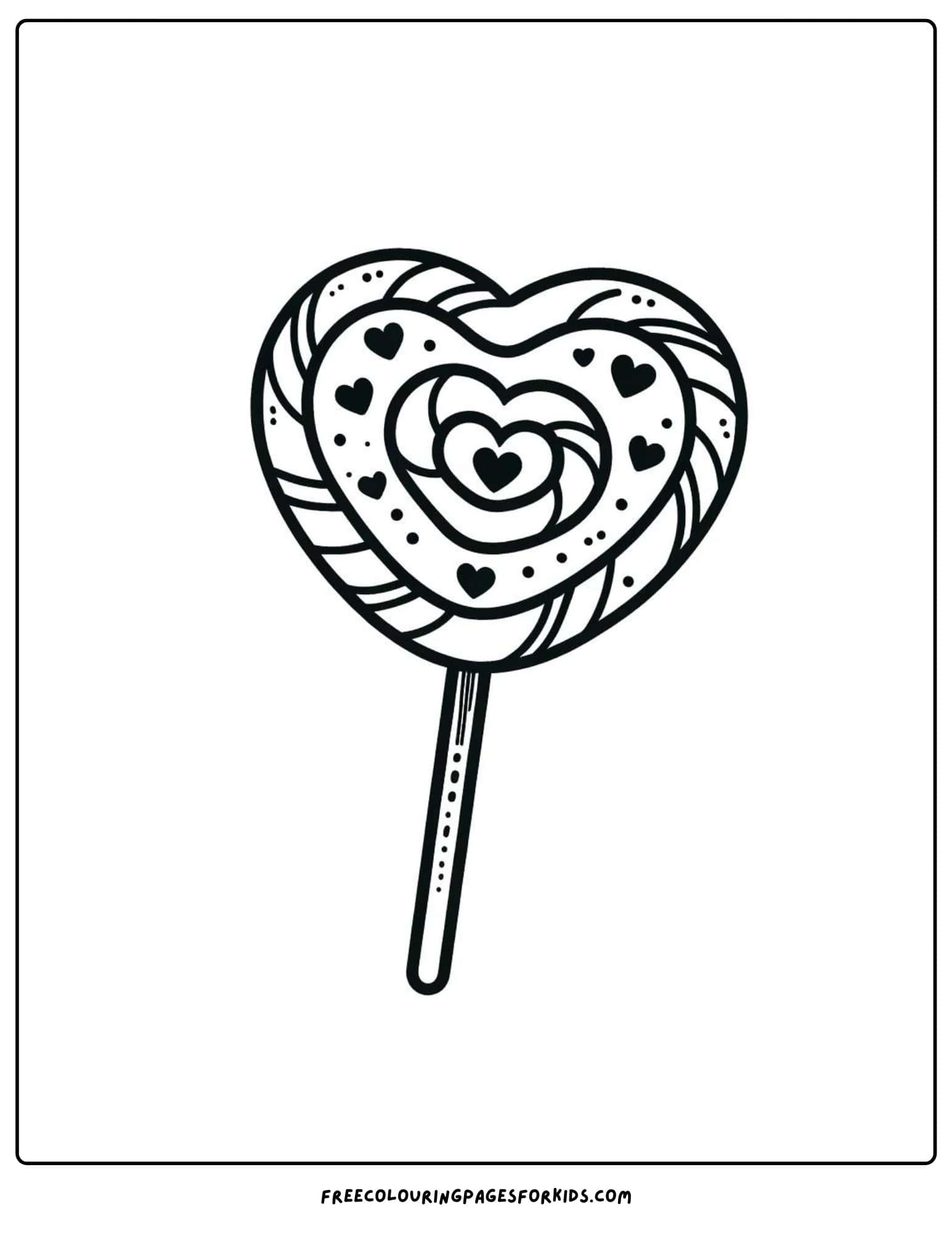 lollipop sucker heart coloring page