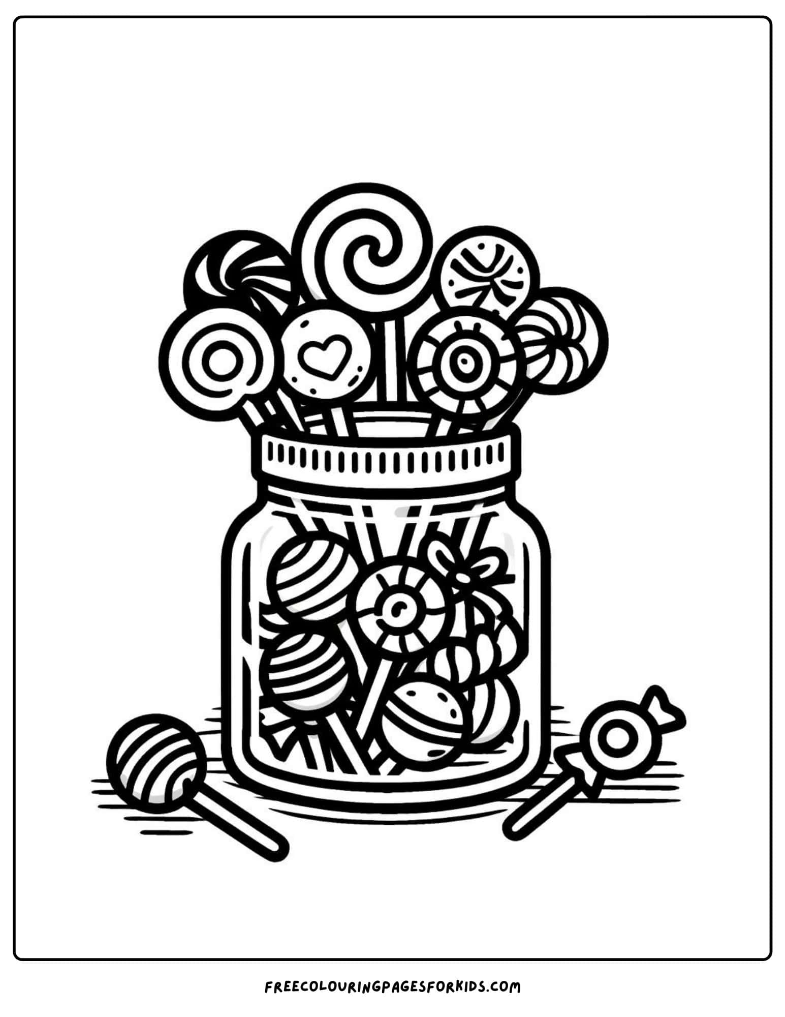 lollipop sucker in a jar tree coloring page