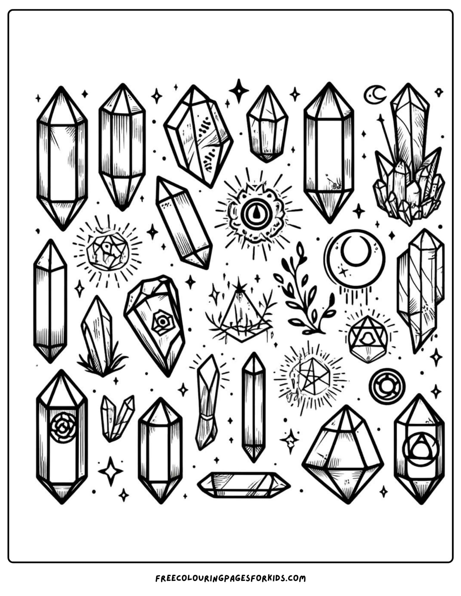 magic crystals coloring page