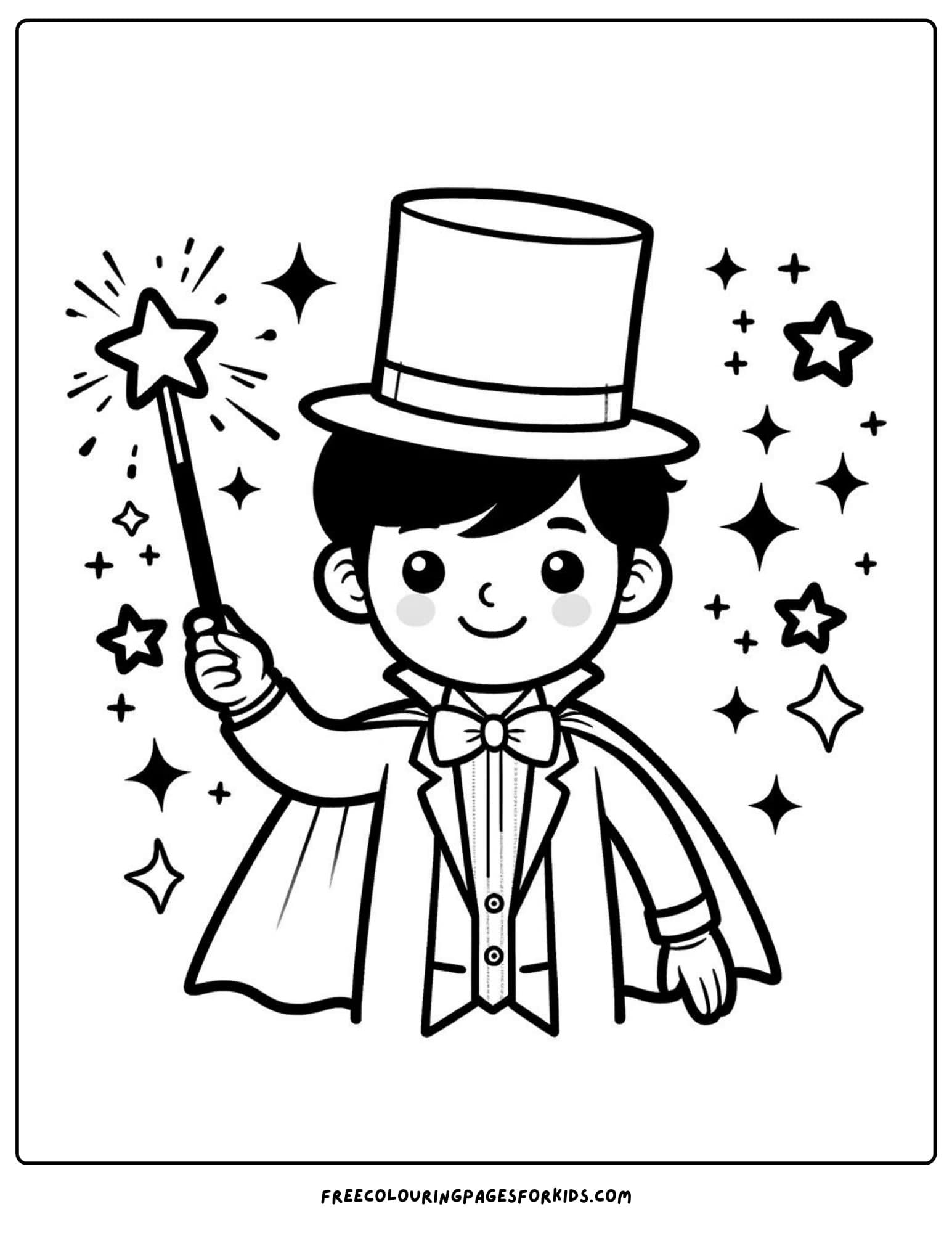 magician with a wand coloring page