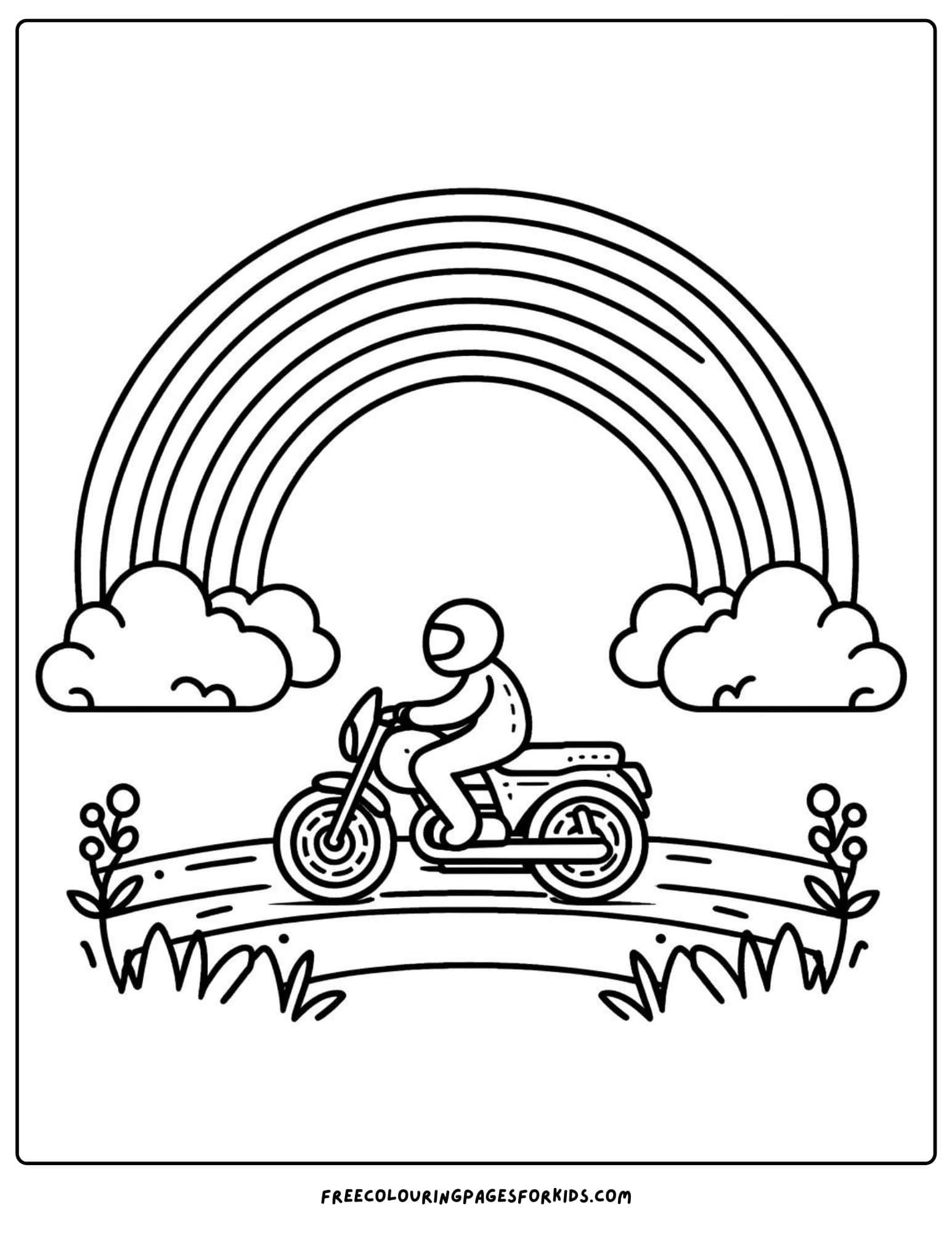 motorbike with rainbow coloring page