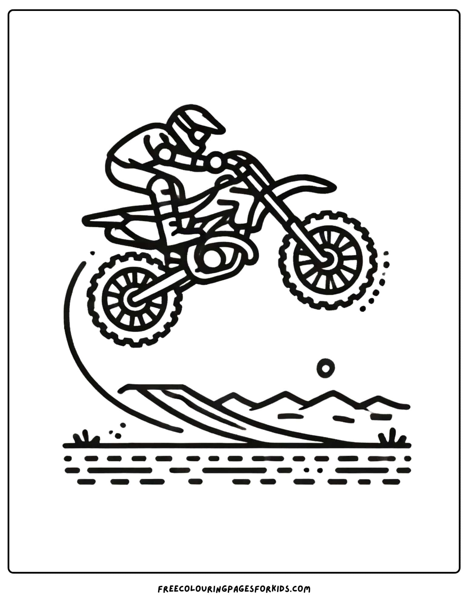 motorbike doing a jump trick coloring page