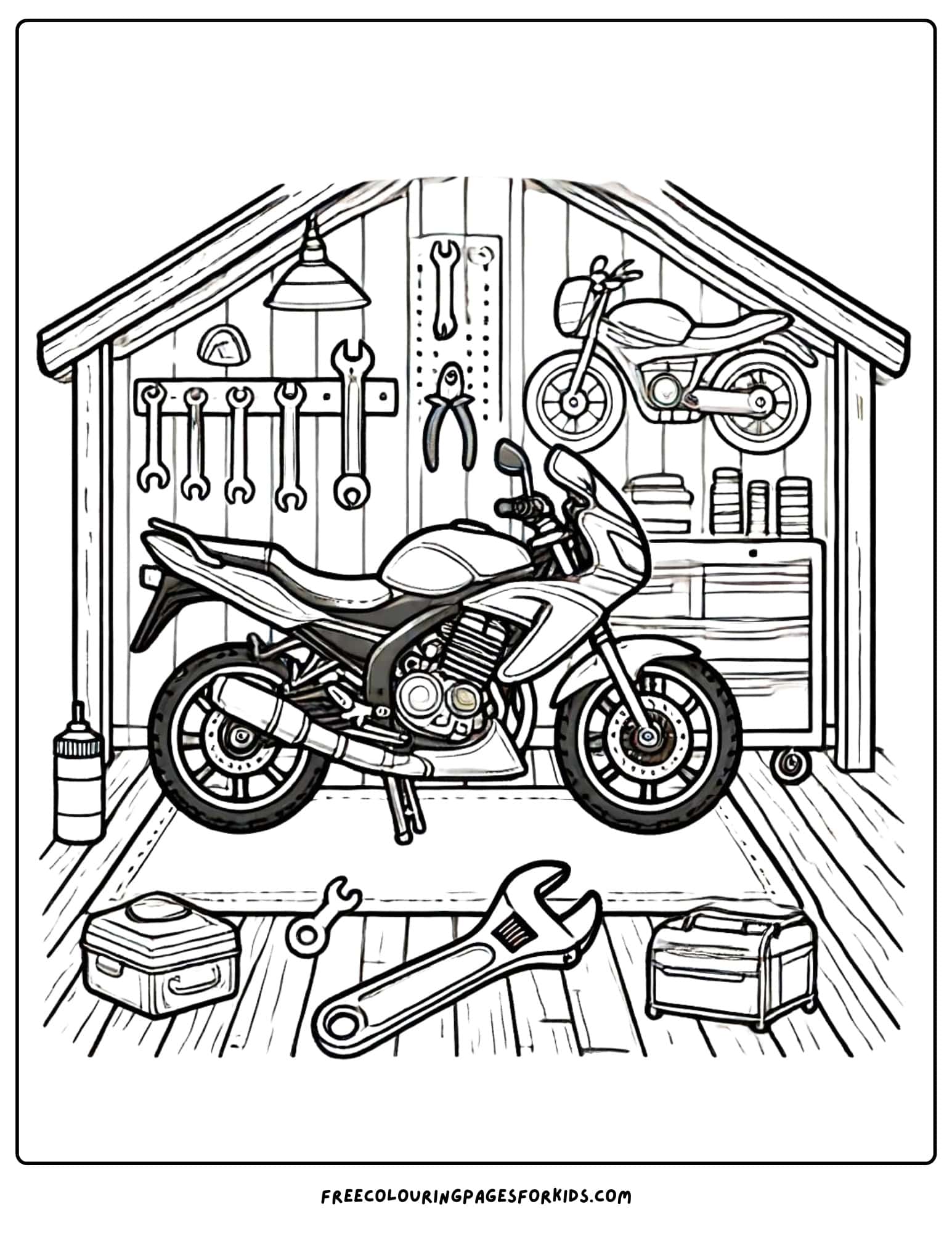 motorbike garage coloring page