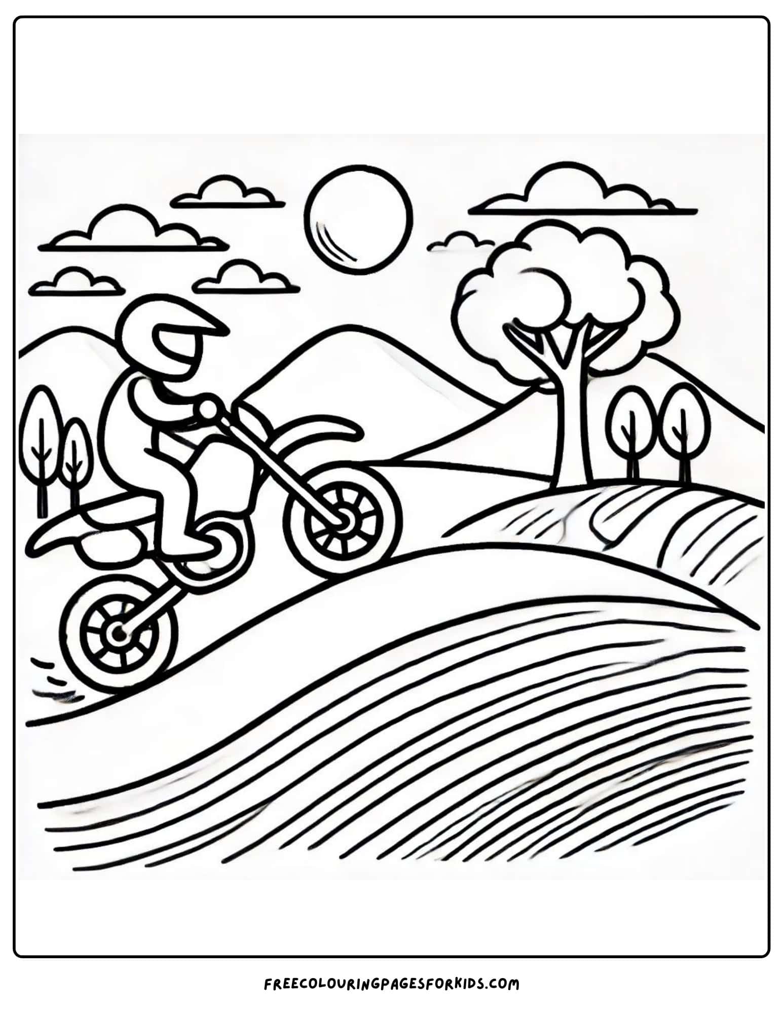 motorbike on a hill coloring page