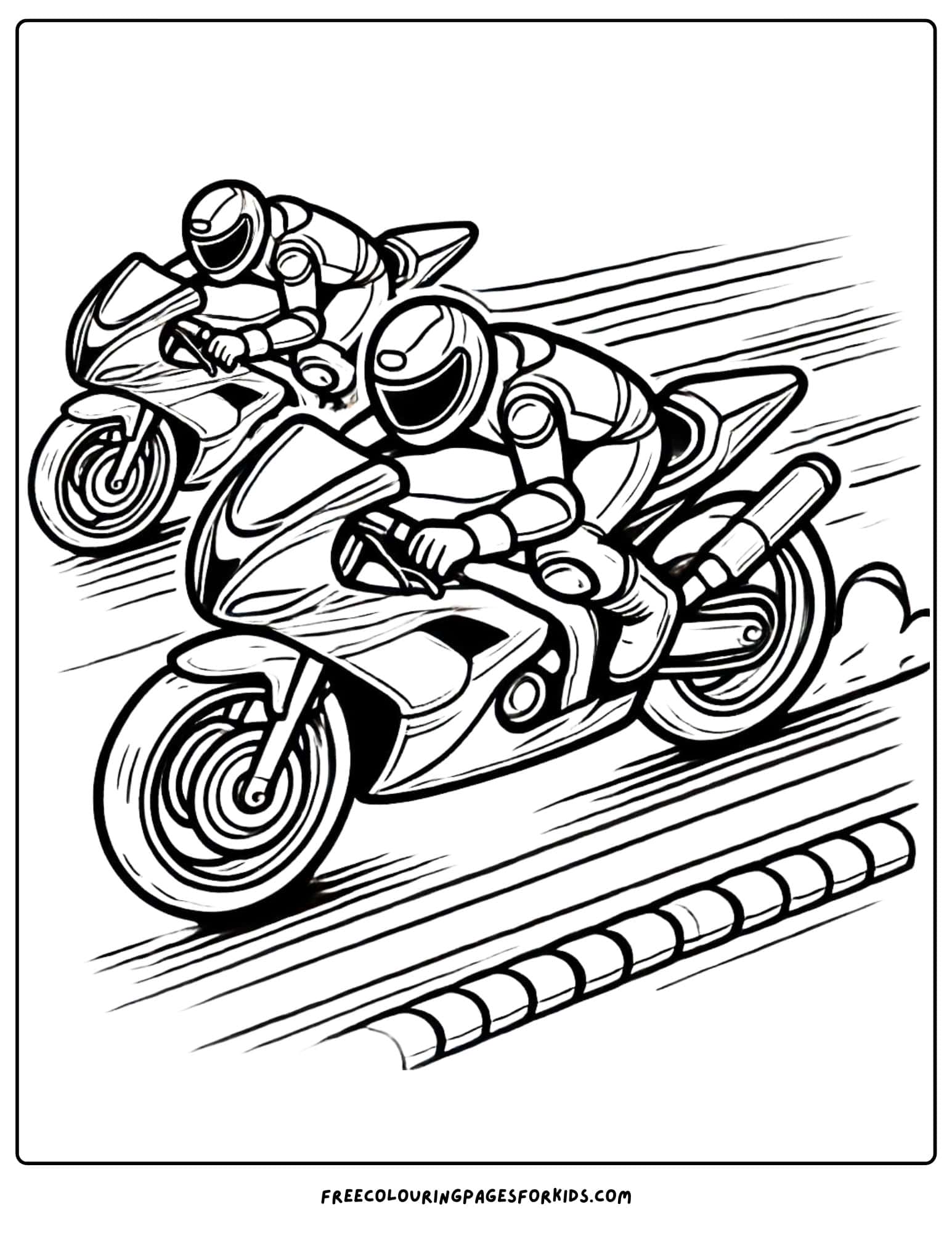 motorbike racing each other coloring page