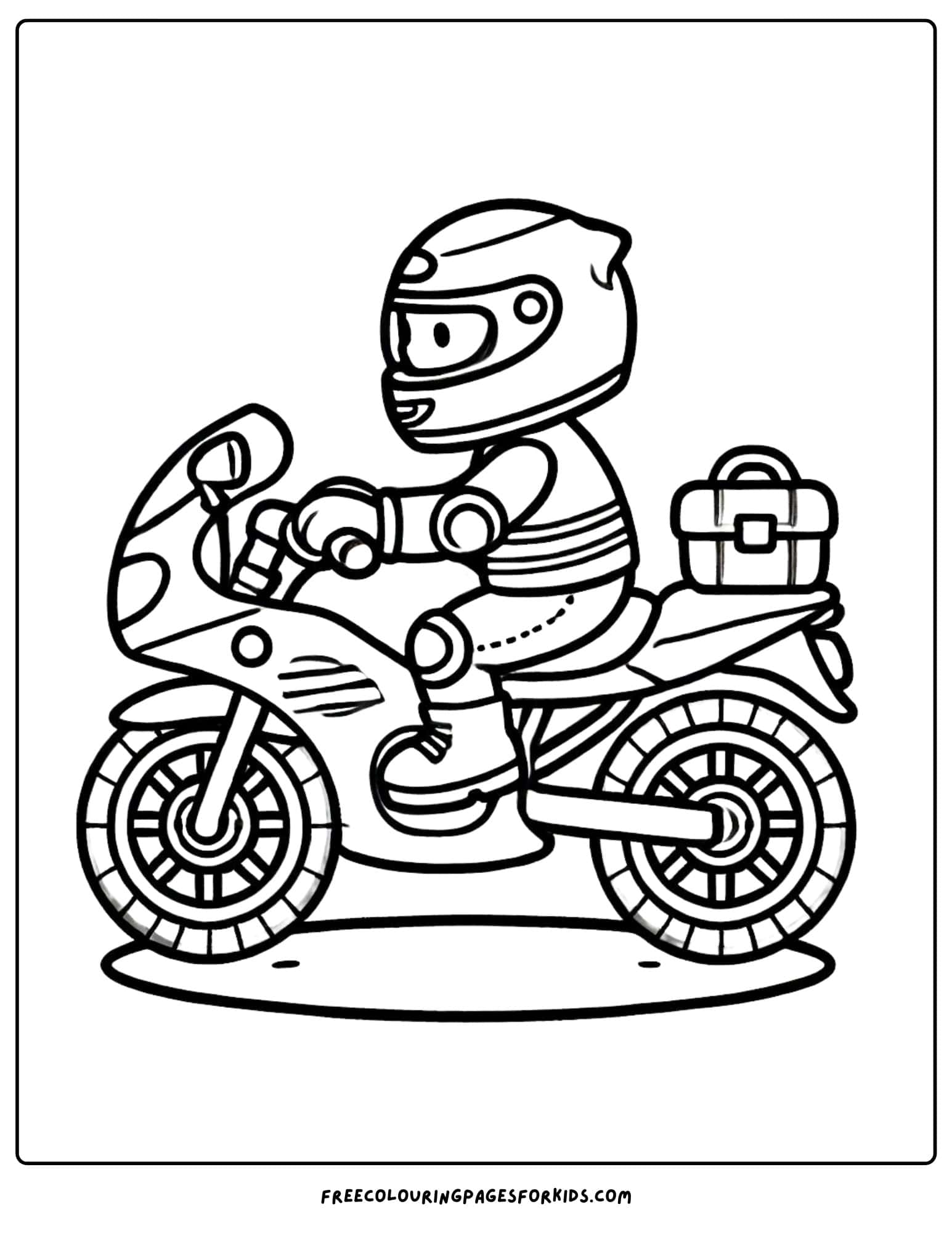 motorbike rider with helmet coloring page