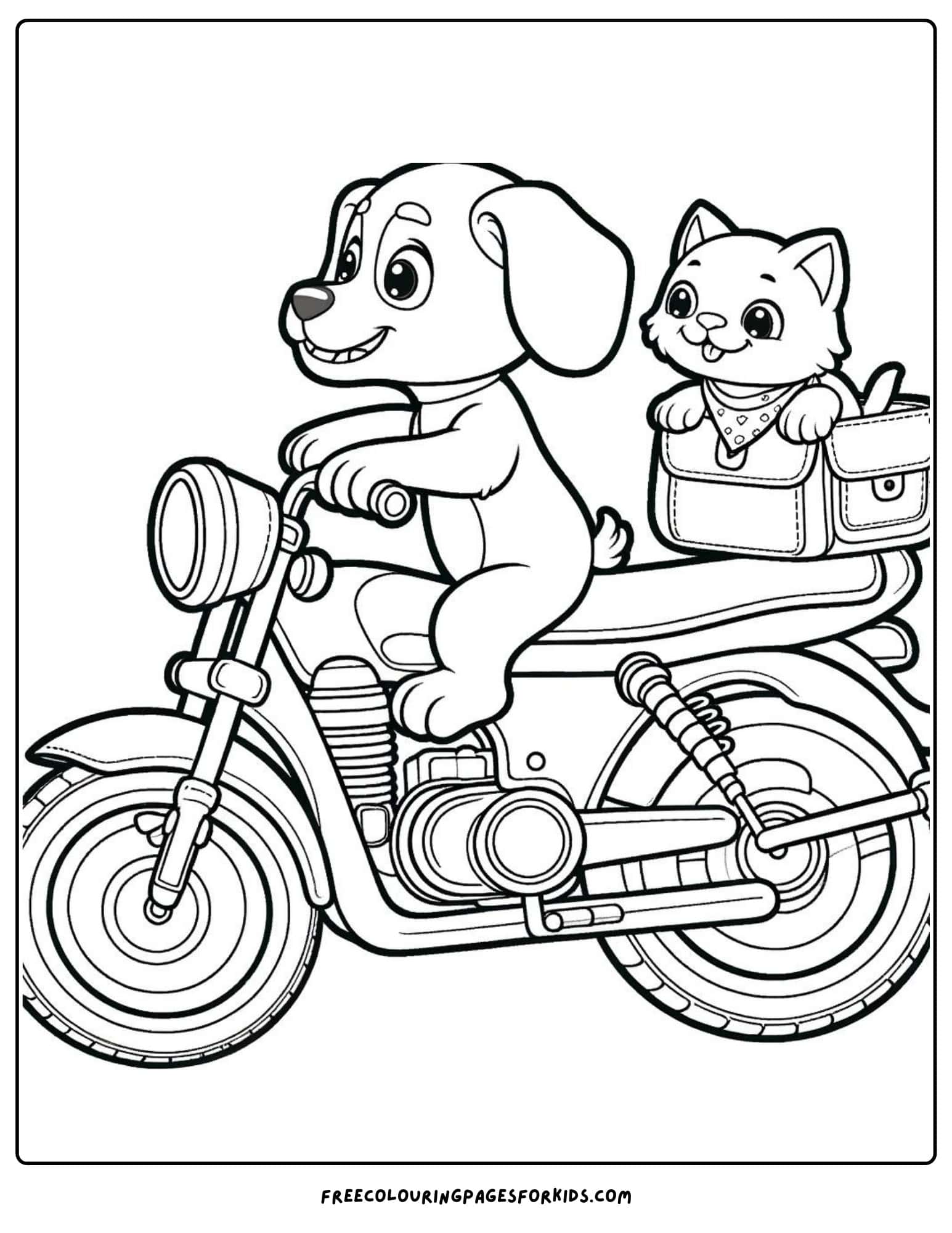 motorbike with dog coloring page