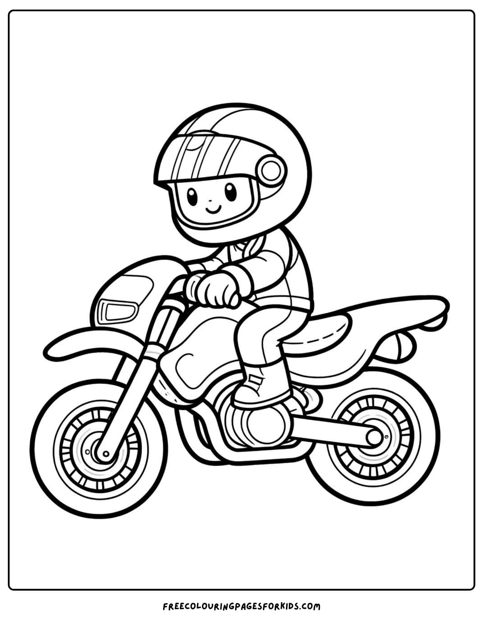 motorbike rider with helmet coloring page