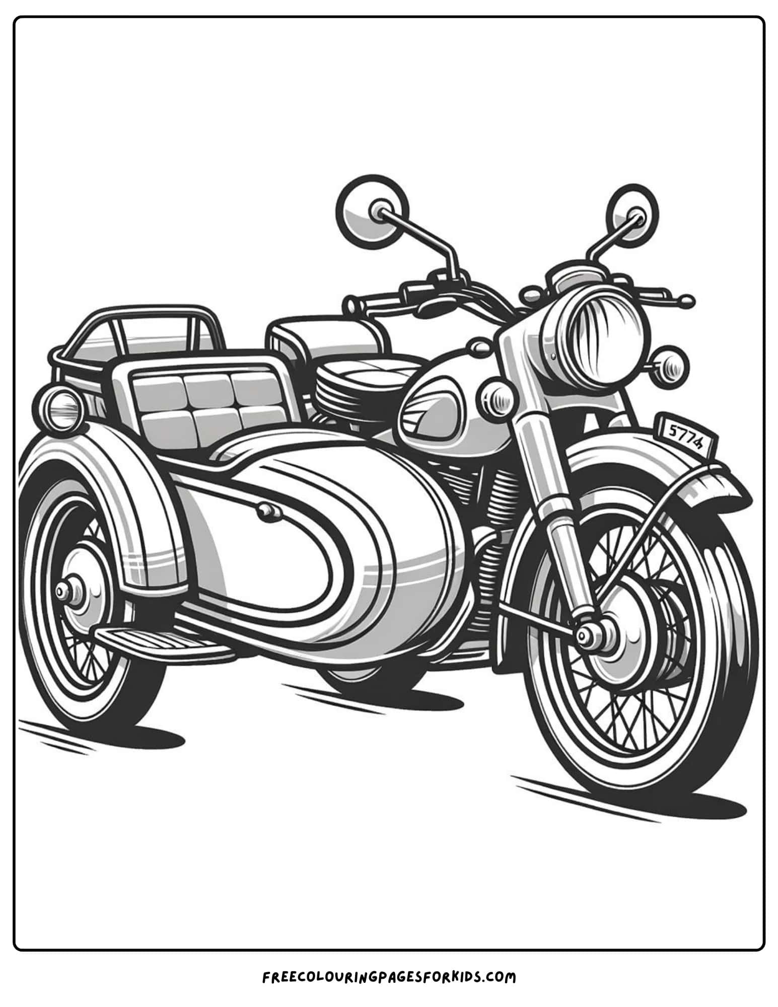 motorbike with sidebar coloring page