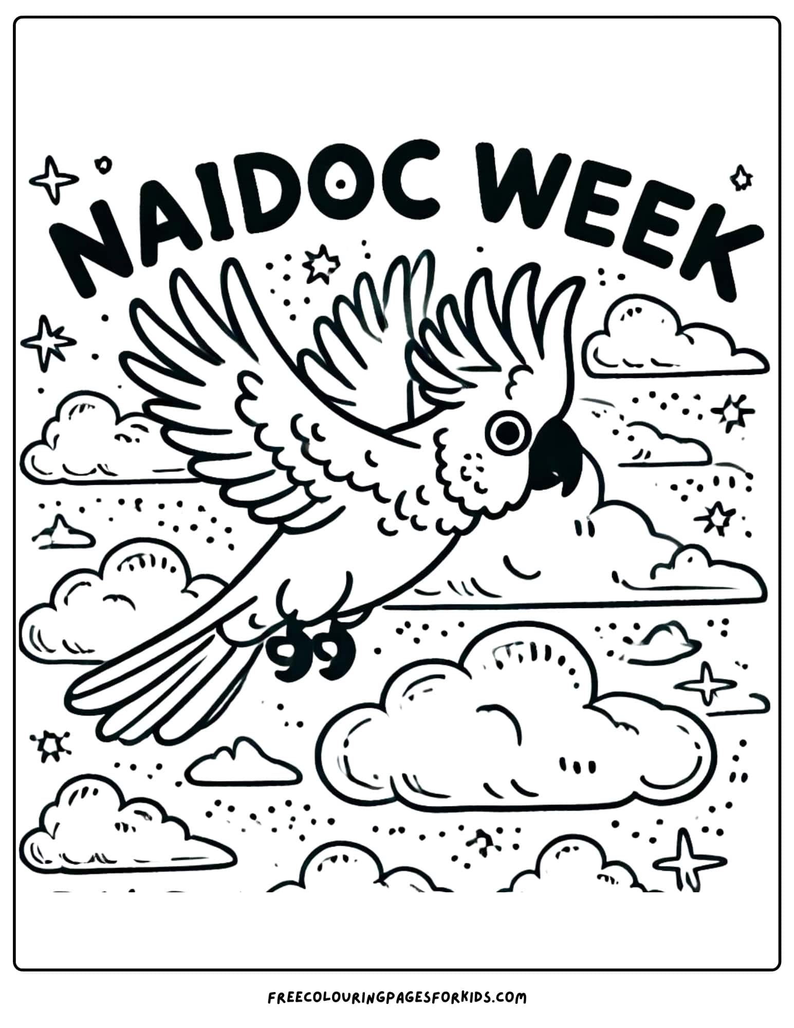 NAIDOC Week cockatoo colouring page