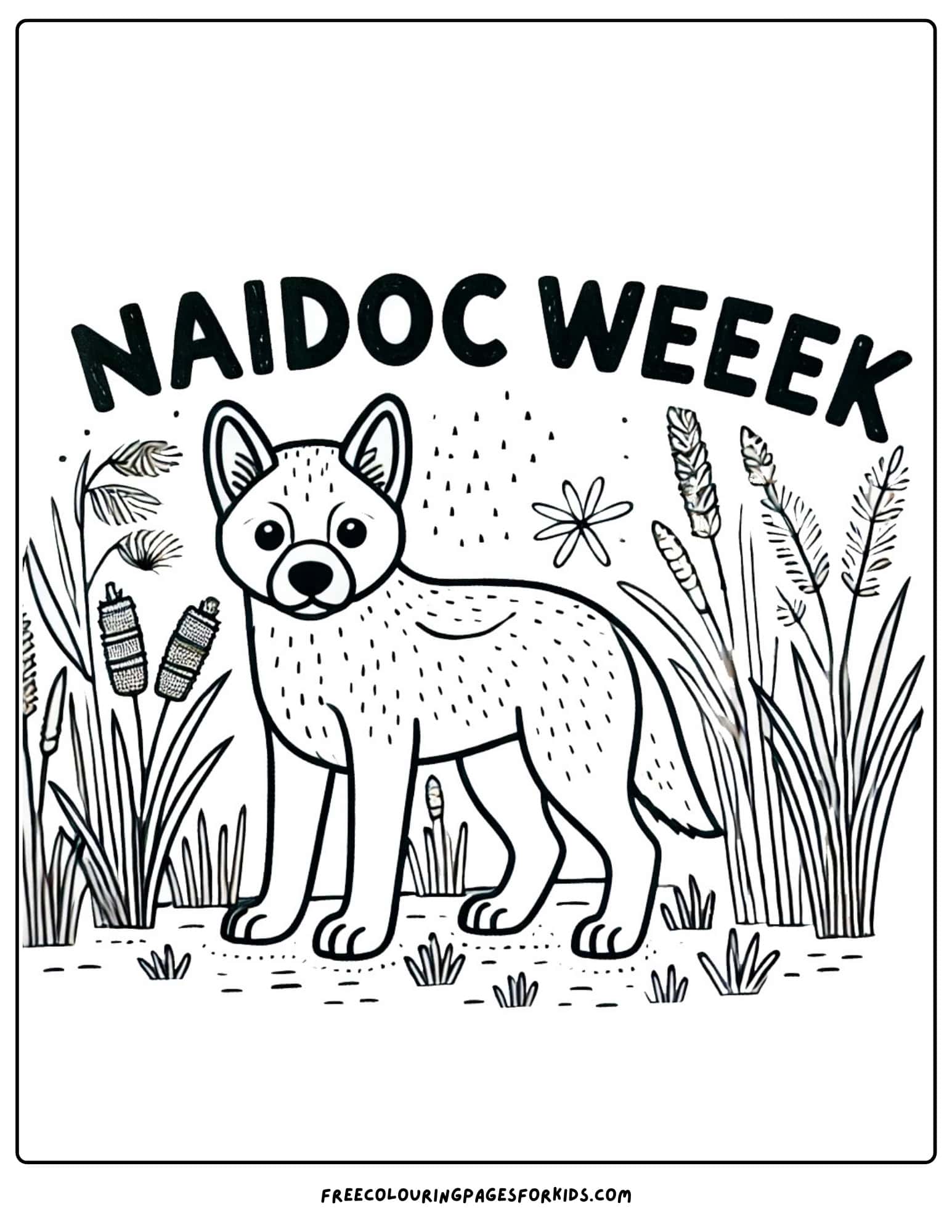 NAIDOC Week dingo pup colouring page