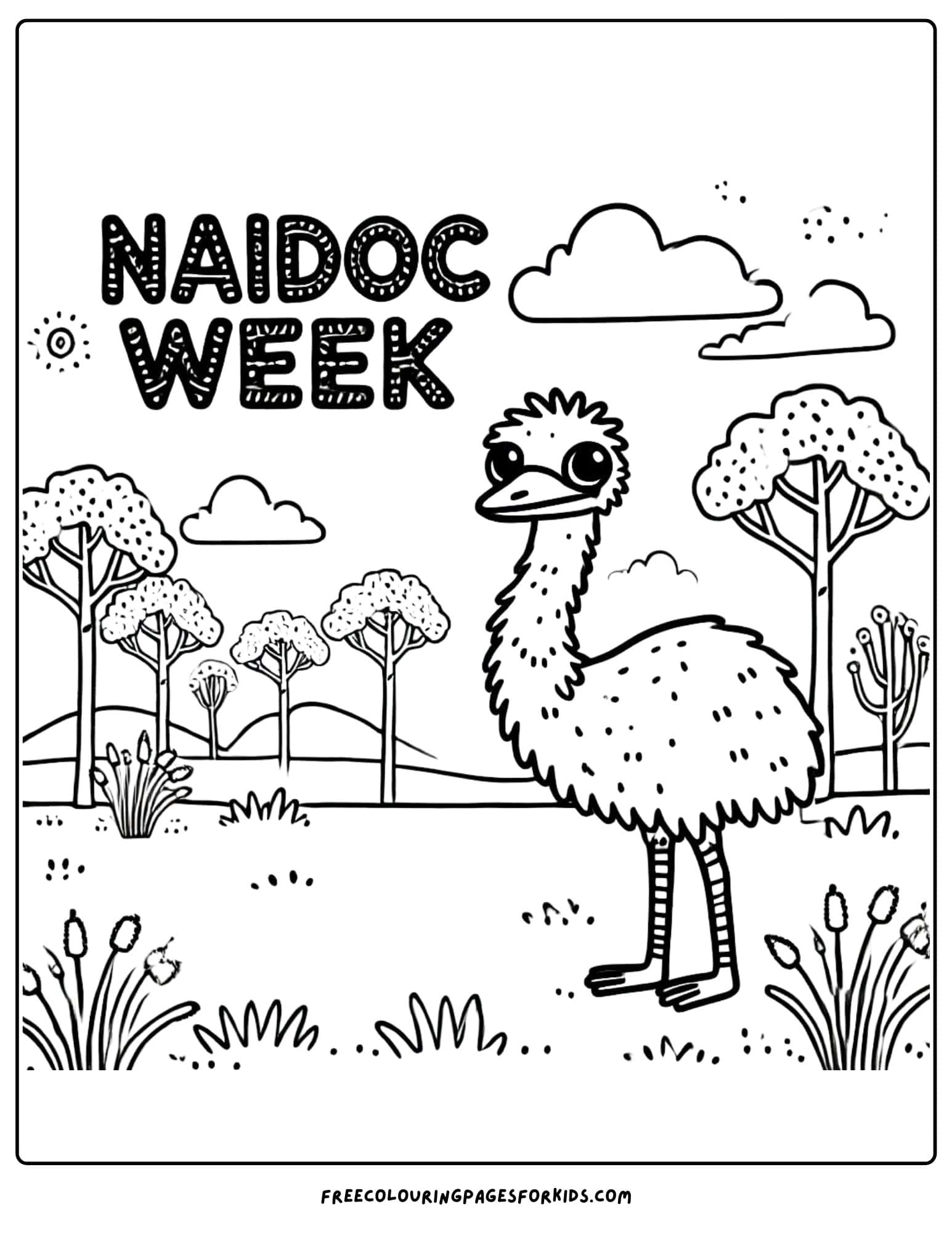 NAIDOC Week emu colouring page