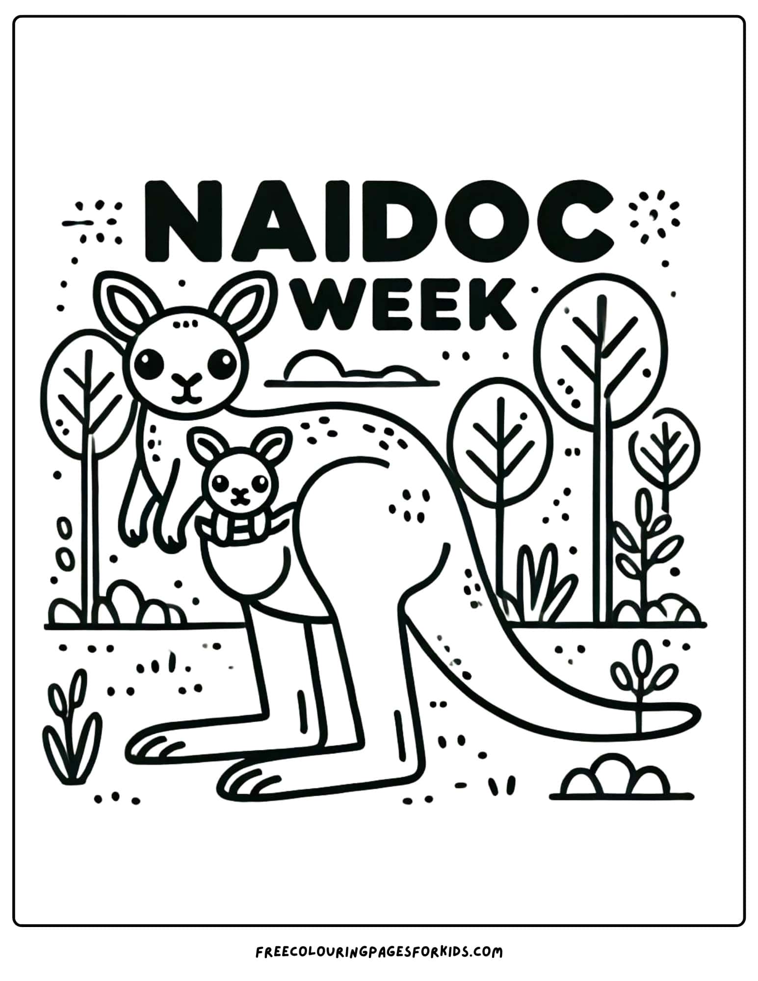 NAIDOC Week kangaroo colouring page