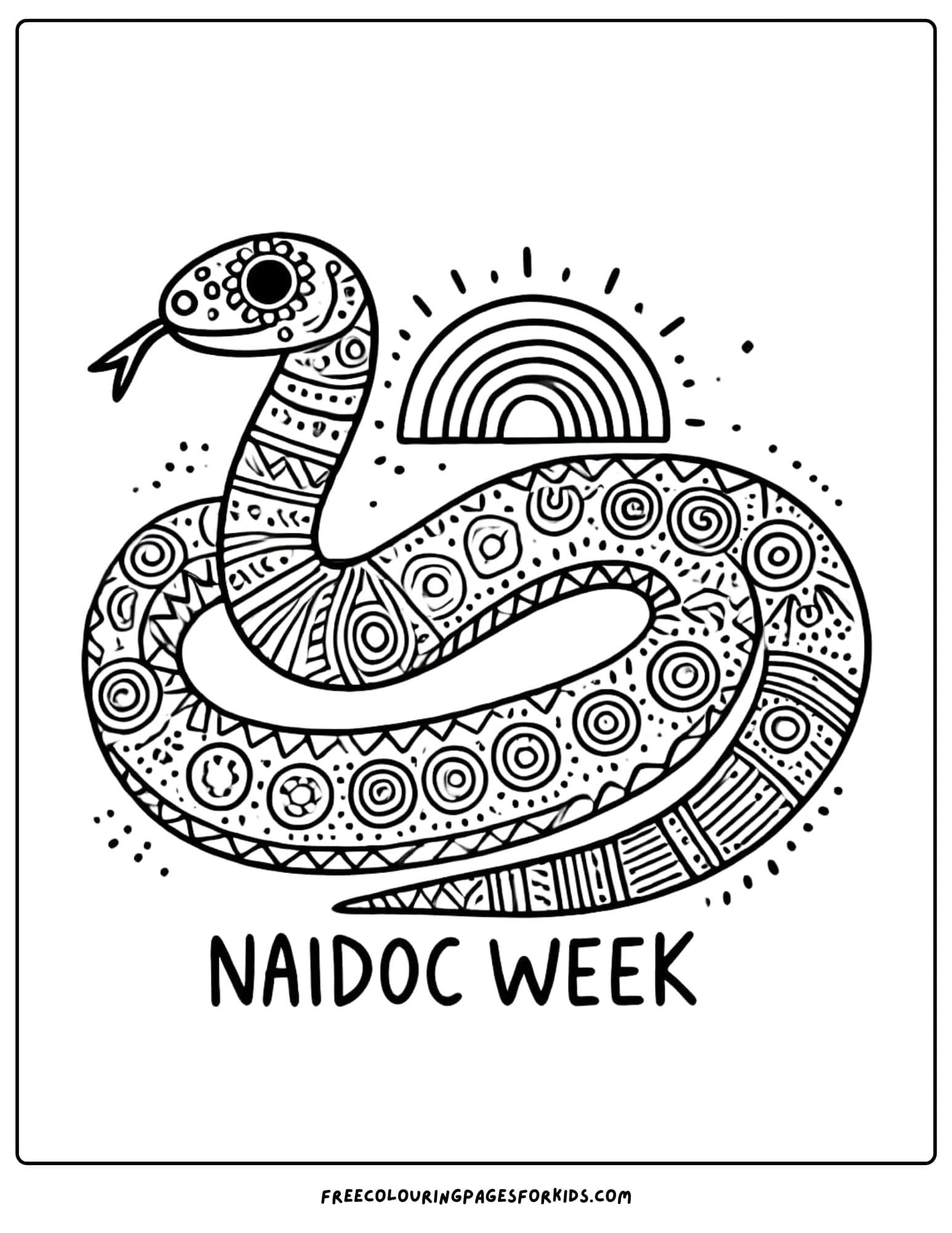 NAIDOC Week rainbow serpent colouring page