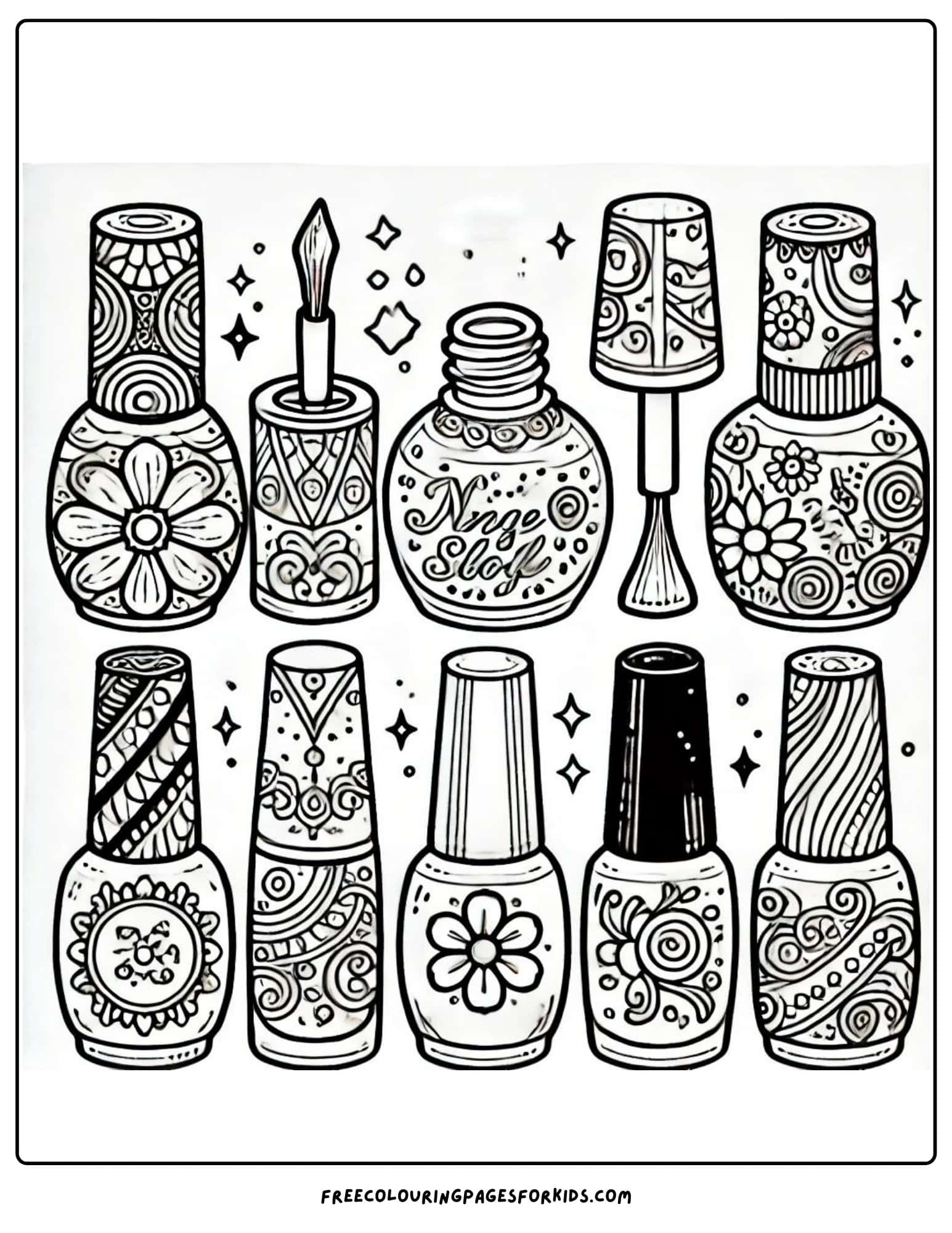 fancy nail polish bottles coloring page