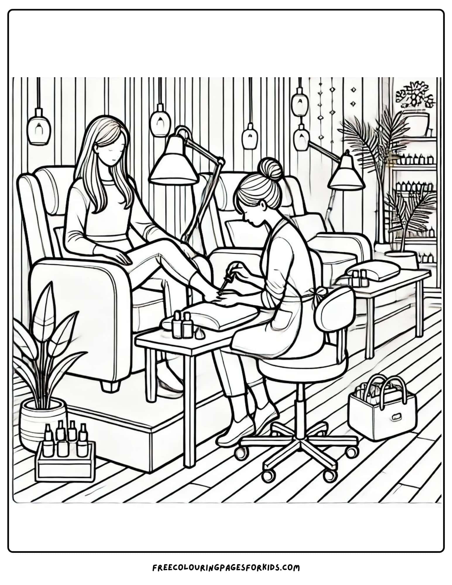 fancy nail salon coloring page