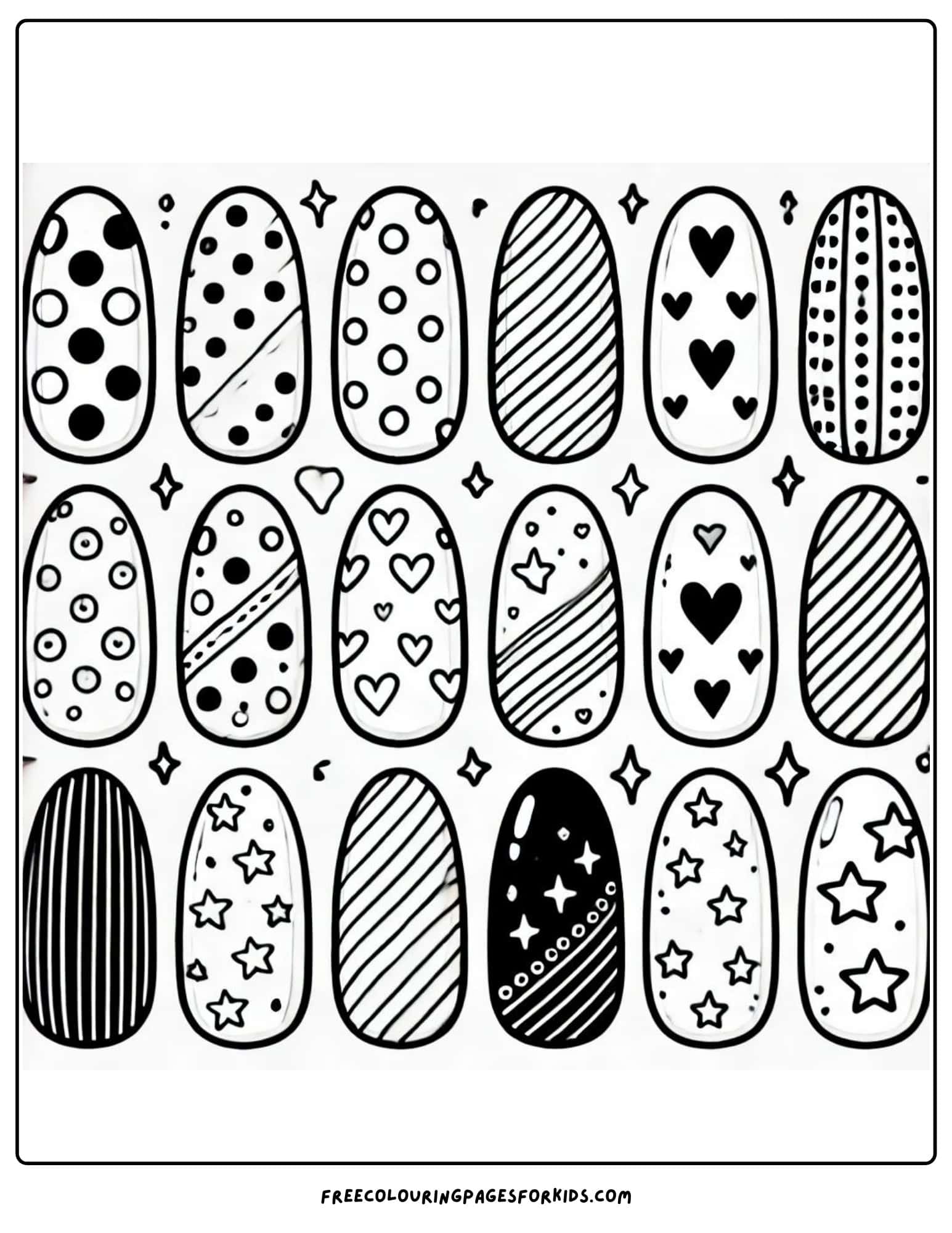 nail art designs coloring page